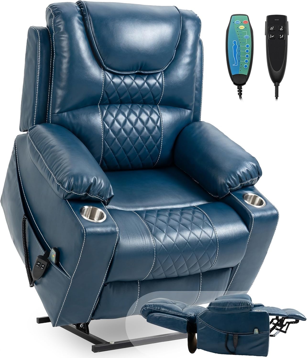 Classical Large Power Lift Recliner Chair for Elderly with Heat and Massage Lay Flat Electric Lift Chair Recliner for Adults Living Room Bedroom