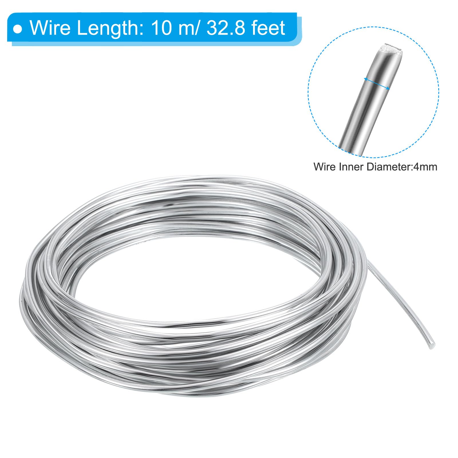 PATIKIL 4mm Bonsai Training Wire, 1 Roll Floral Wire Stems Anodized Aluminum Tree Wire 32.8 Feet Total for Gardening Branch Fixing, Silver