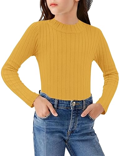 Arshiner Girls Shirts Half Turtleneck Long Sleeve Tops Casual Knitted