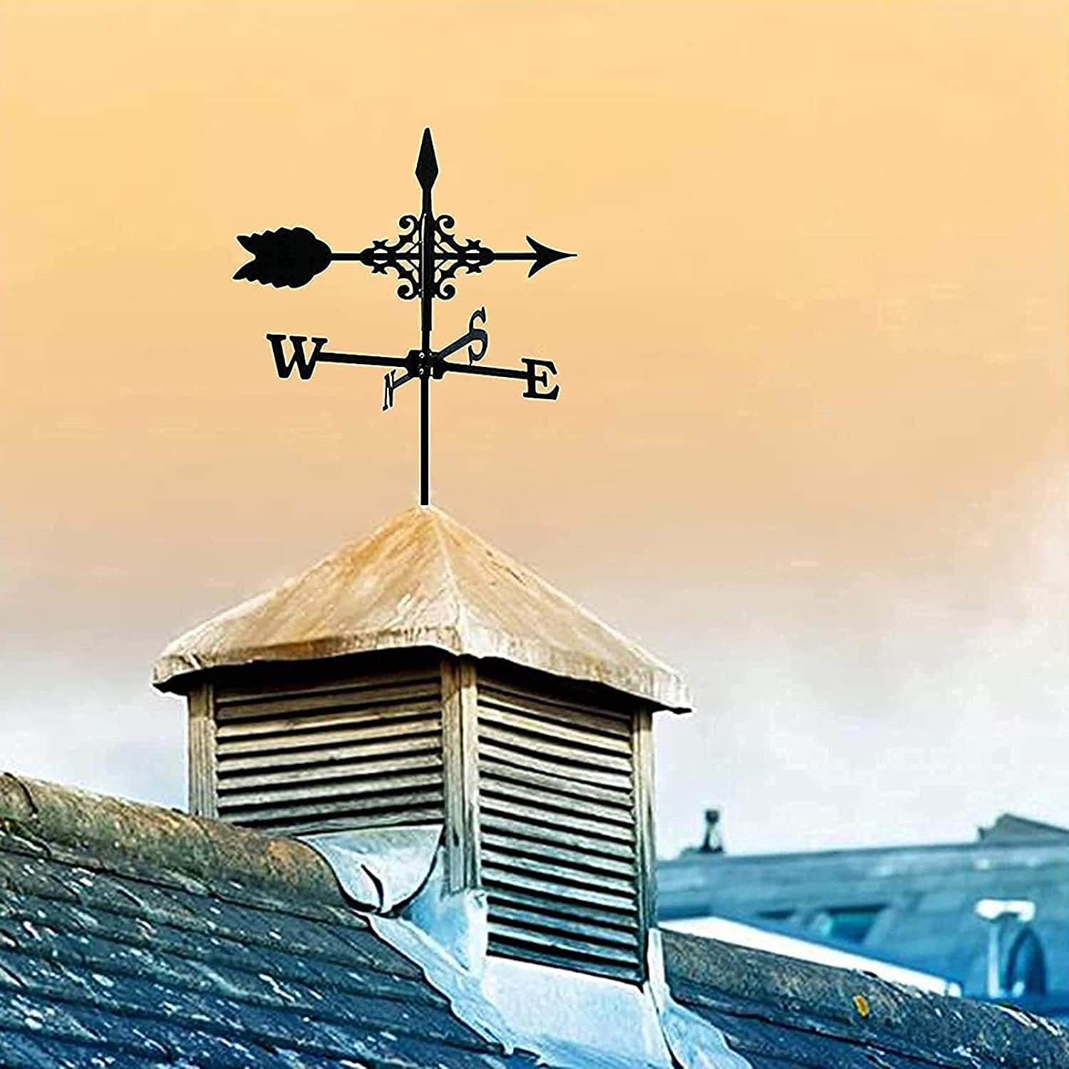 COAECJ Weathervane for Roof Weathervane for Roof - Metal Weather Vane with Arrow Ornament Wind Direction Indicator Garden Stake Wind Vane Measuring Tool