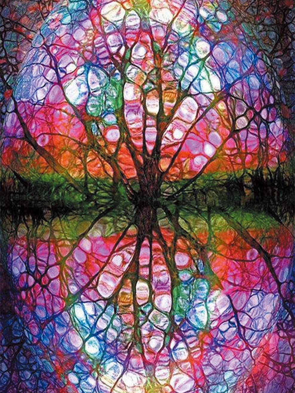 Own4b Tree Cross Stitch Kits Stamped, Pattern Printed Pattern 11Ct 14.2X18.1 Inch Diy Embroidery Kit (Tree)