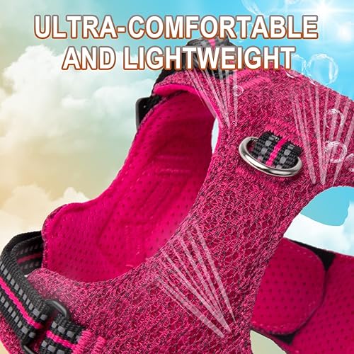 Miniatura 52 de Arnés para perro, arnés reflectante ajustable para cachorro, transpirable, suave para perros pequeños y medianos, gatos, rojo, S Negro