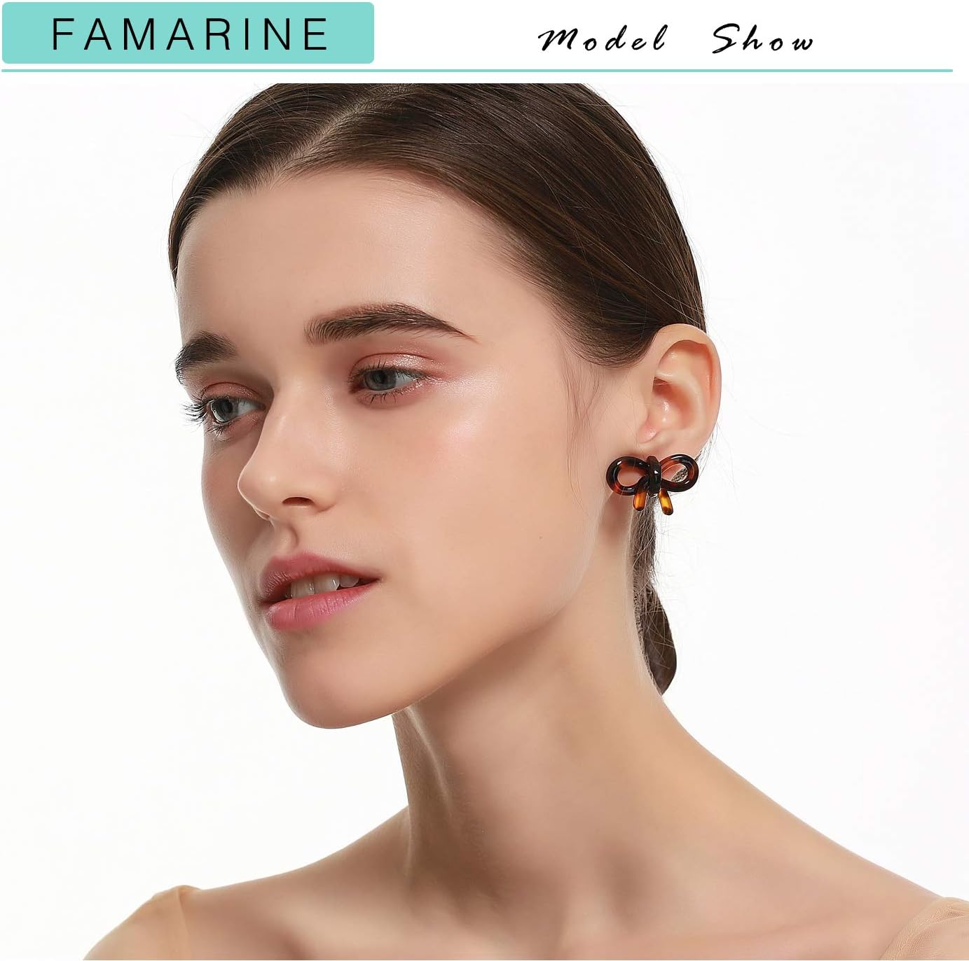 Tortoise Shell Bow Stud Earrings and Tortoise Shell Collar Necklace