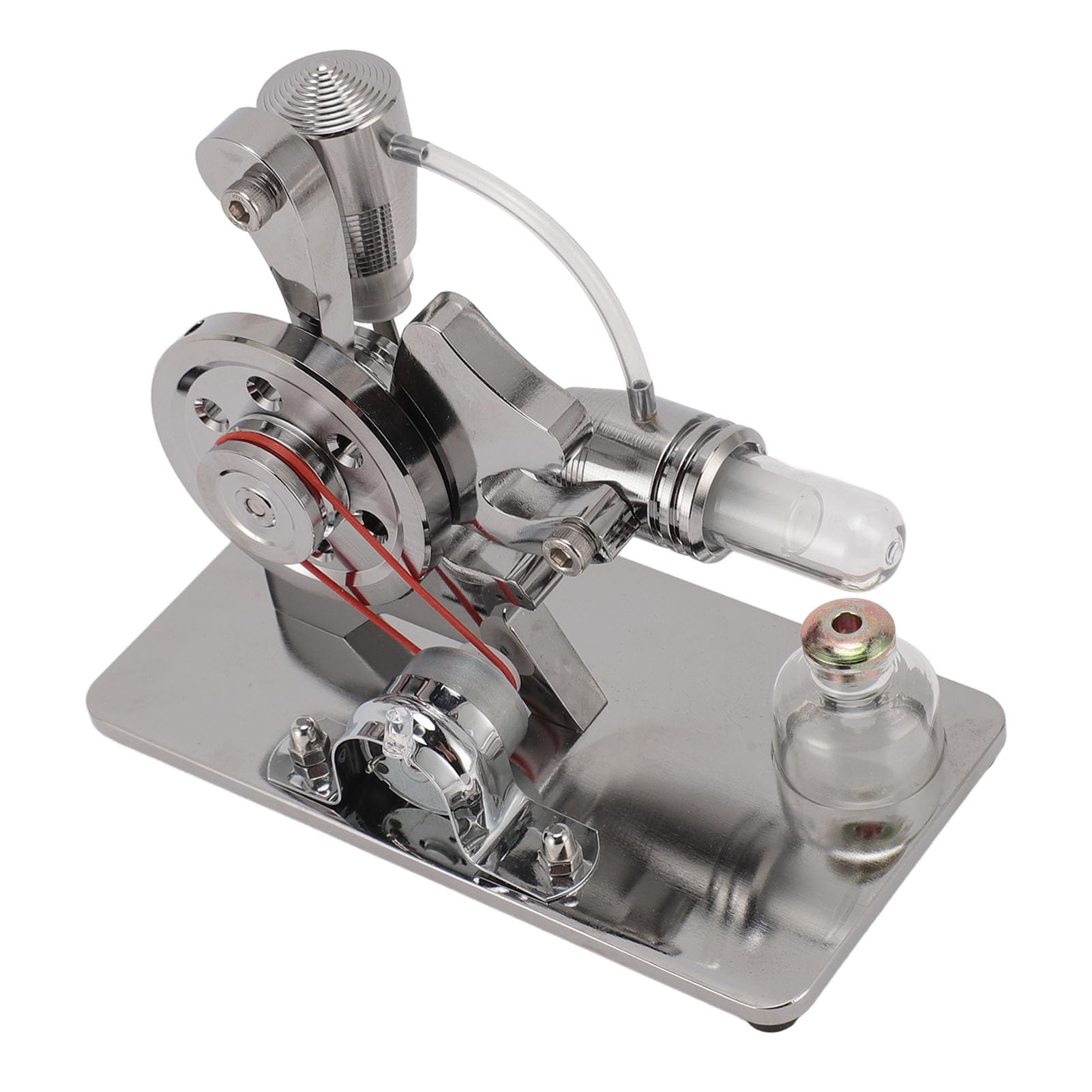 AMONIDA Juguete Modelo de Motor Stirling con Generador de Electricidad Educativo LED Colorido para Niños y Adultos Uso Doméstico Aleación de Aluminio (Silver)