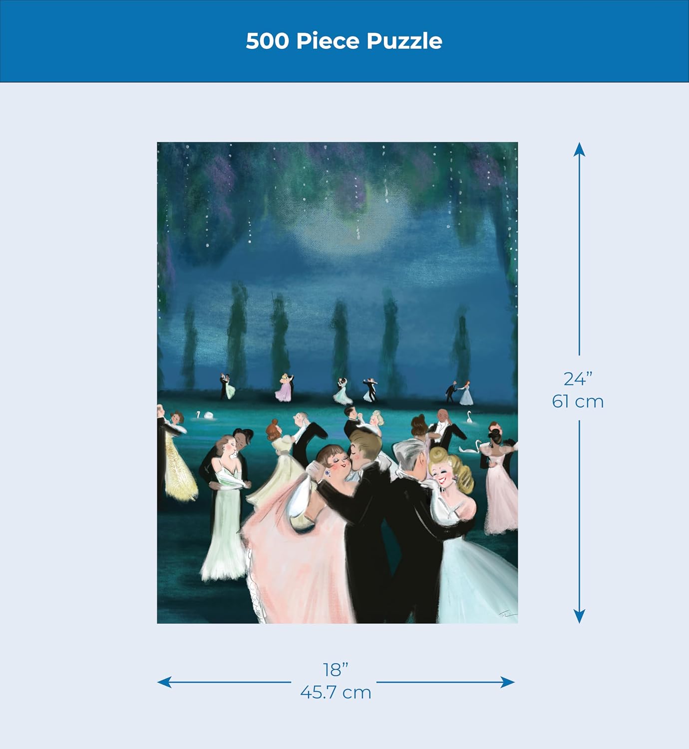 New York Puzzle Company - Tug Rice Moonlit Dance - 500 Piece Jigsaw Puzzle for Family Game Nights by Tug Rice