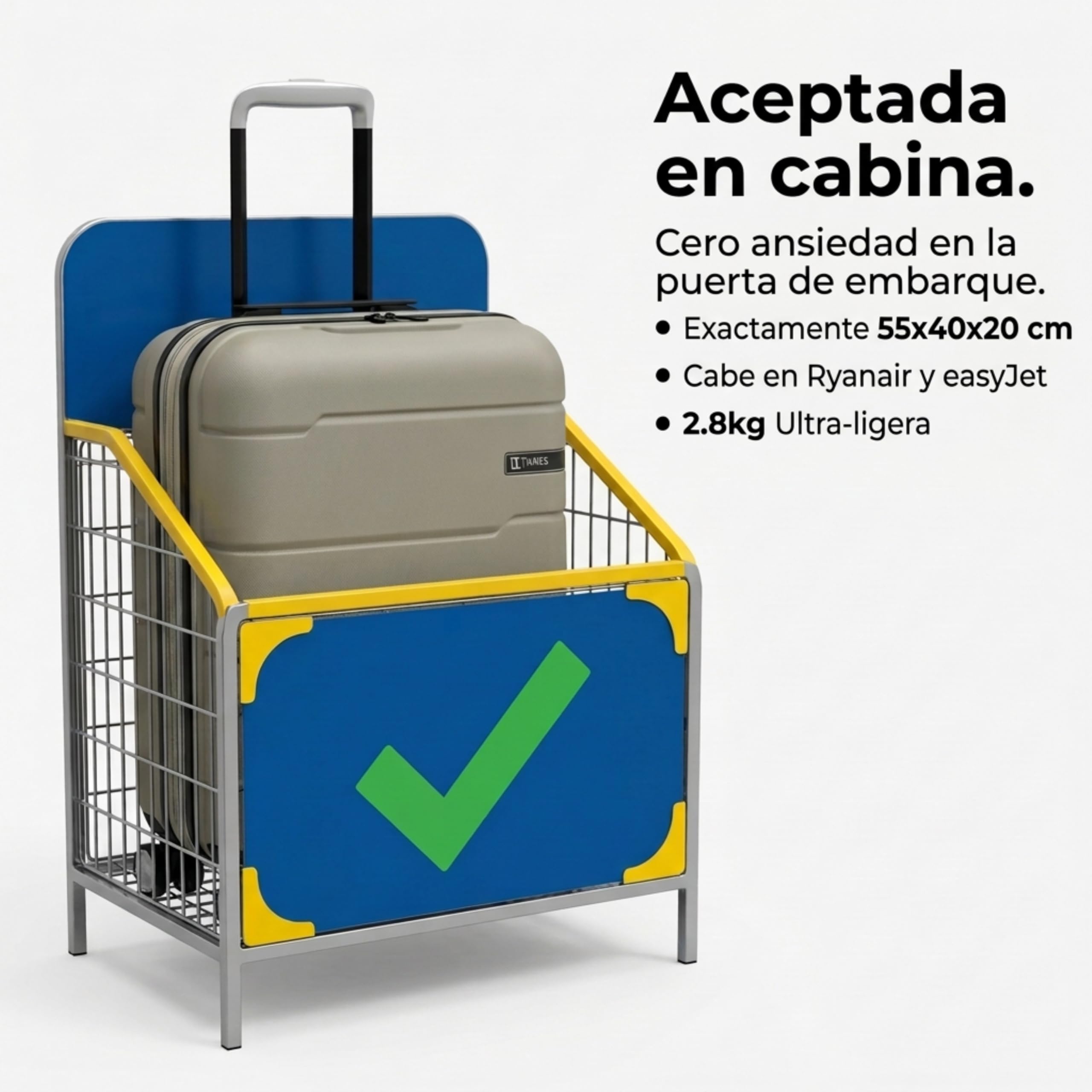 Maleta de Cabina 55x40x20 cm Expandible, Equipaje de Mano Rígido ABS Ligero 41L, Cerradura TSA, 4 Ruedas Dobles 360°, Compatible con Ryanair, Vueling y EasyJet, 2,8 kg – Color Taupe