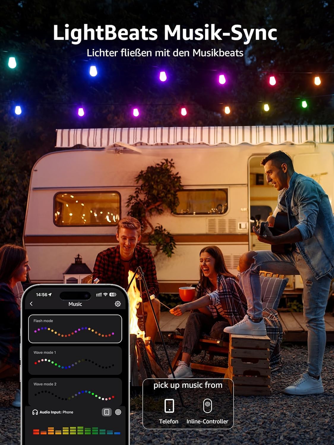Lepro ZB1 AI LED Lichterkette Außen 30m, RGB+Warmweiß Smarte LED S14 WLAN Glühbirnen,App-Steuerung,Funktioniert mit Alexa&Google,IP65,Personalisierter KI-Lichtdesigner,ohne Fernbedienung, 30 LEDs