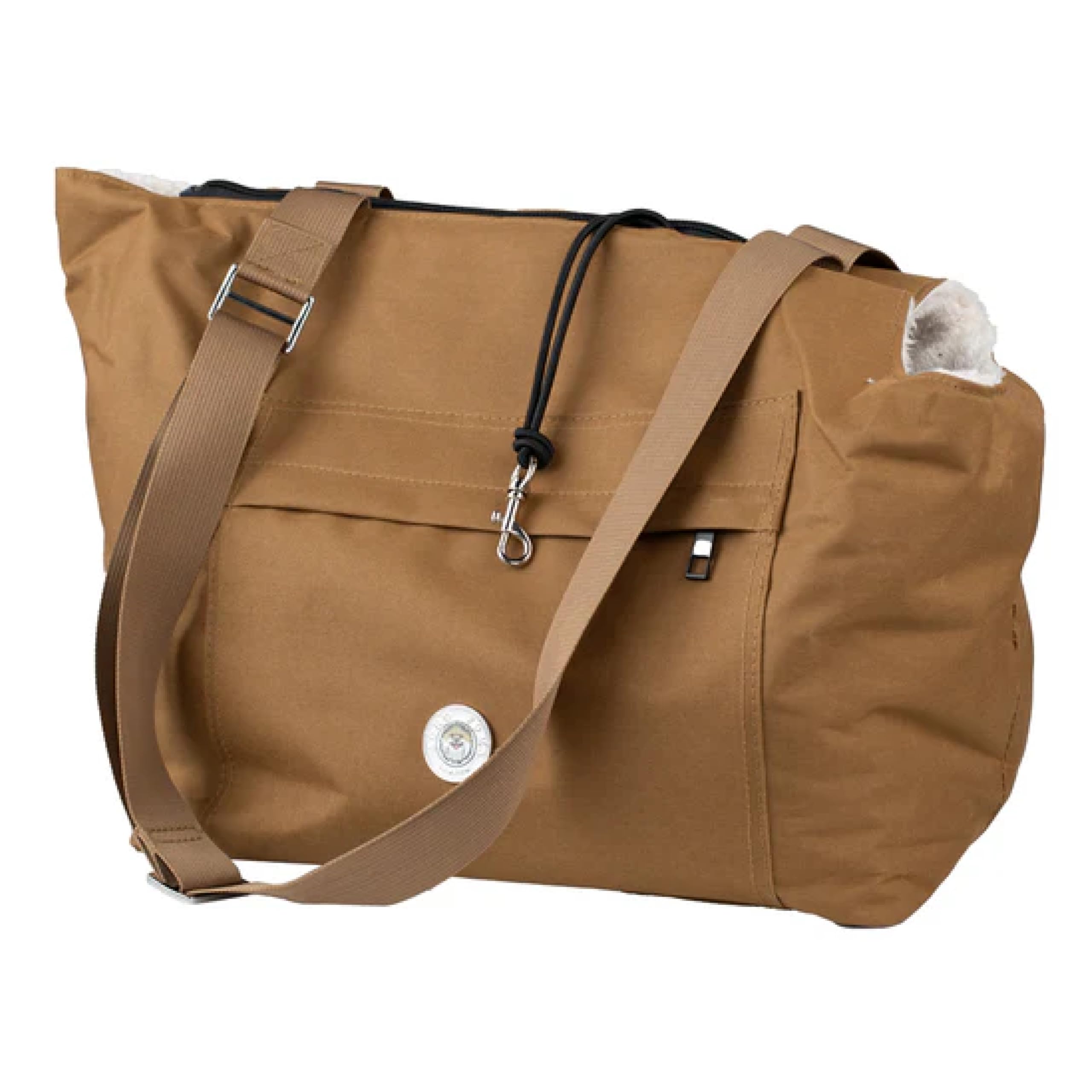 Soho Poms Brown & Cream Pet Carrier (Large) | Luxury Dog Handbag For Small Dogs, Puppy, Cats | Car Friendly, Airline Approved Pet Travel Carrier Bag, Waterproof Canvas & Fluffy Interior Dog Carriers