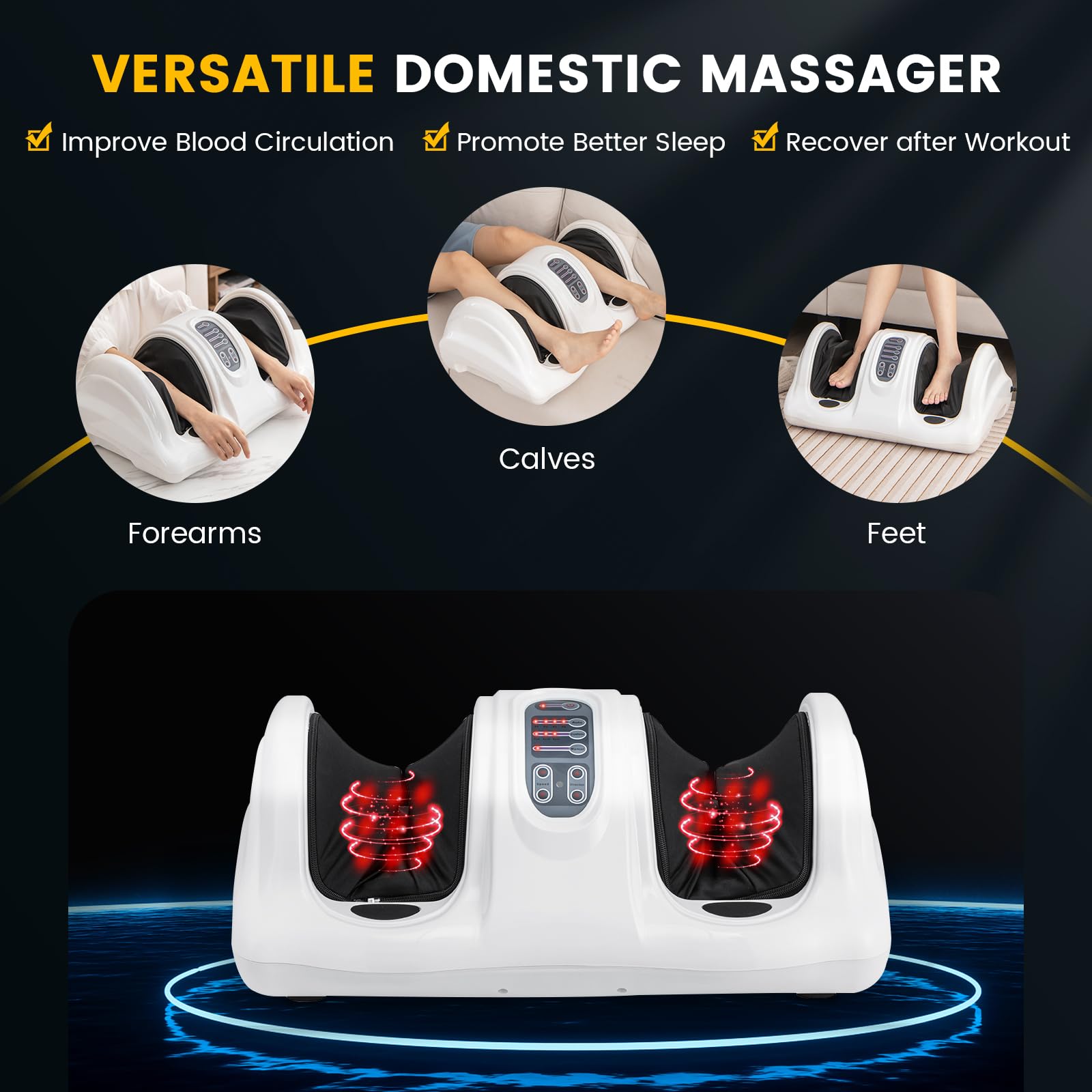 costway shiatsu kneading rolling vibration heating foot calf leg massager Costway Leg Massager Shiatsu Kneading Rolling Vibration Heating Foot Calf  Black
