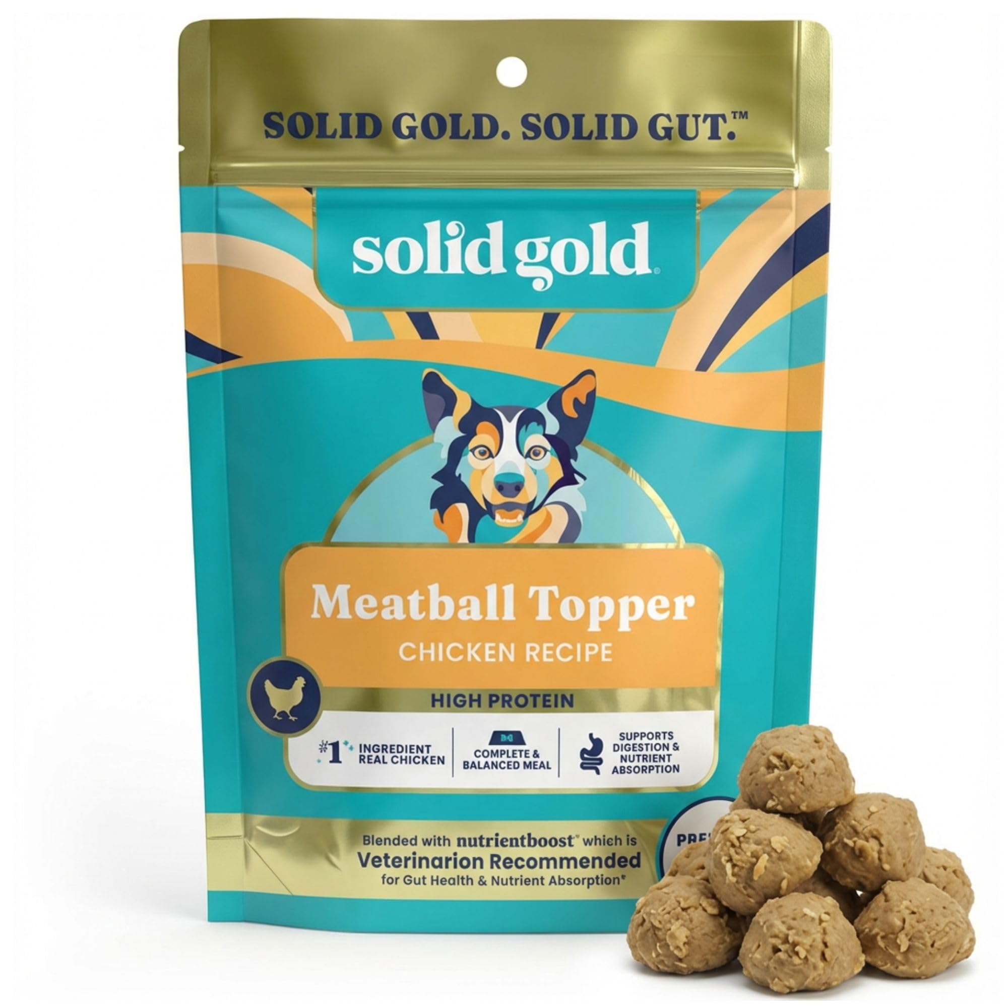 Solid Gold Meatball Dog Food Toppers for Dry Food - High Protein Chicken Meatball Topper for Dogs - Complete Meal, Meal Mix in or Soft Dog Treats -