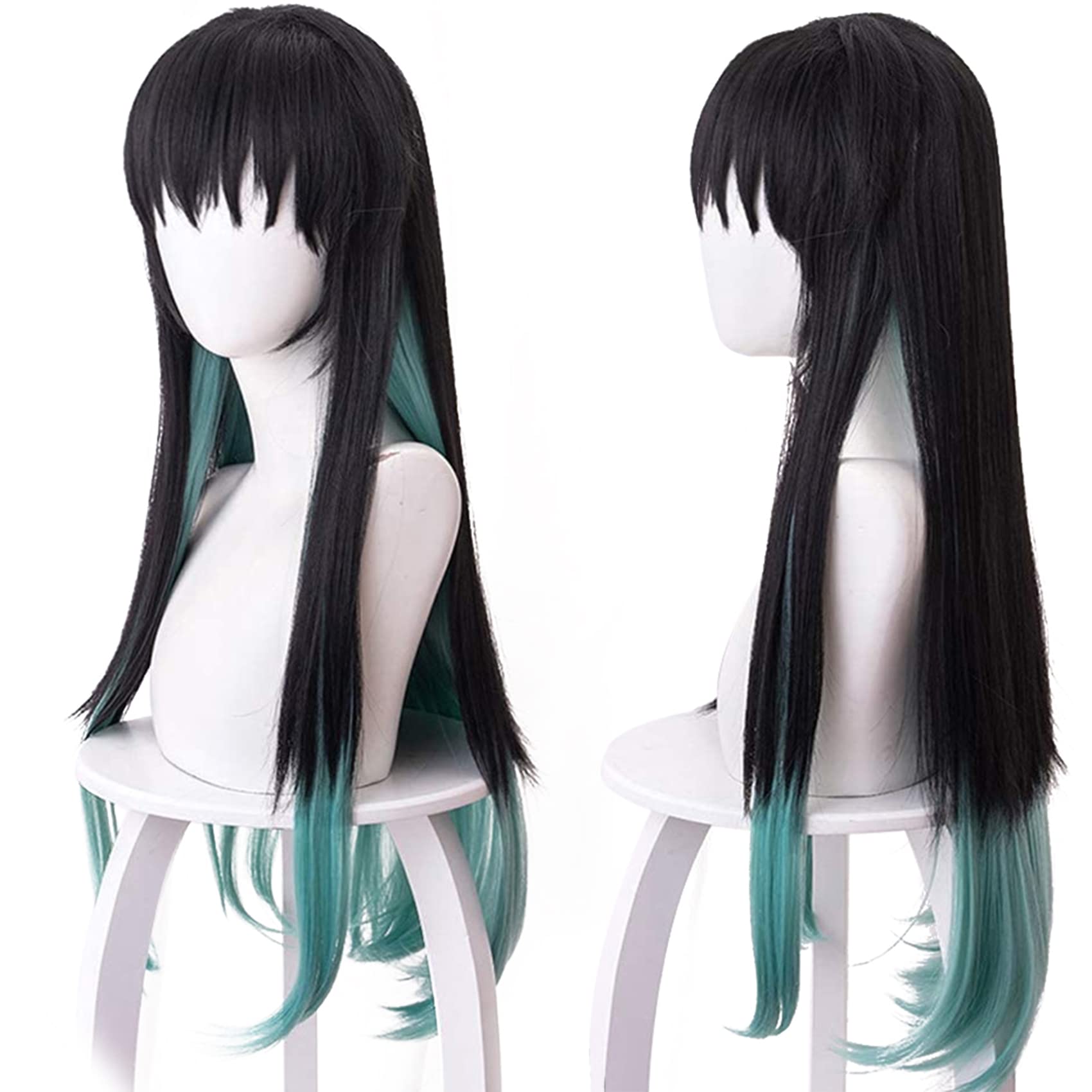 Black Blue Long Straight Hair for Women Halloween Conventions Cos Anime Party Heat Resistant Synthetic Fabric Costume Hairs - Image 3
