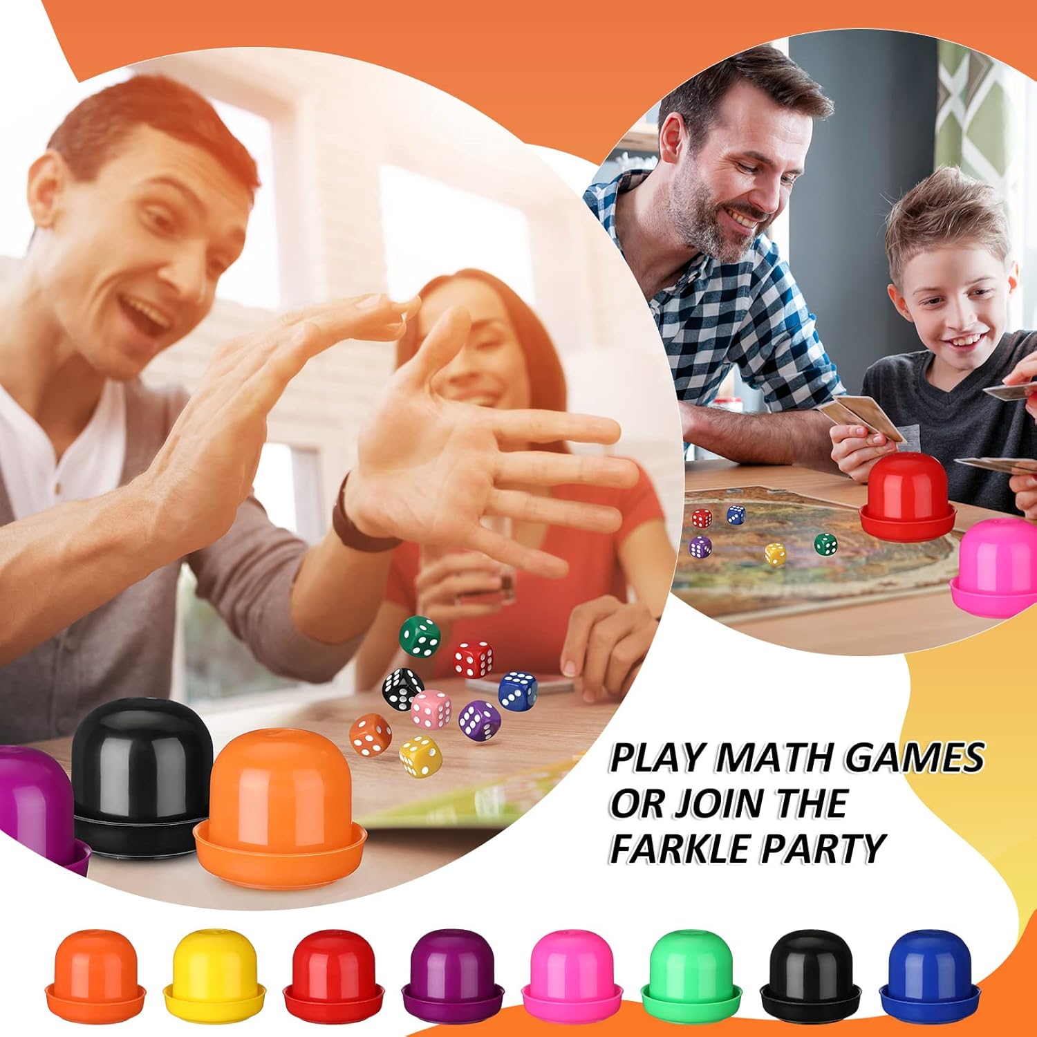 Lenwen 80 Pcs 6 Sided Dice Set and 8 Pcs Dice Cup with Lid and Tray, 16mm Colored Dice Games for Adults Kids, Bulk Dice Stacking Set with Cup, Plastic Dice Shaker Cups for Board Games Math Classroom (Missing parts, see the Pictures)