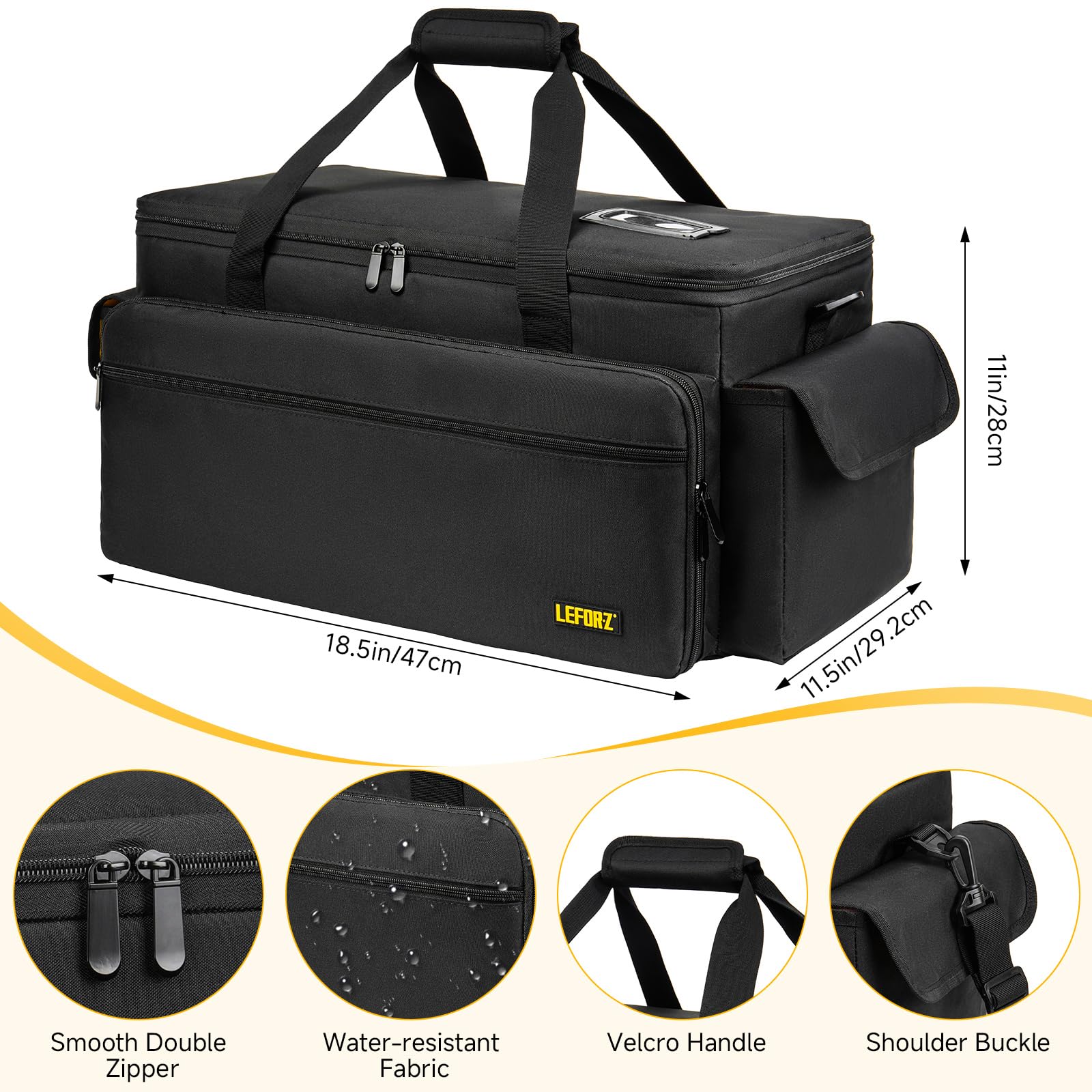 Grand sac pour matériel DJ avec 6 séparateurs amovibles,pochette pour câbles DJ avec emplacements pour ordinateur portable et microphone,sac de rangement pour matériel DJ,musiciens et accessoires