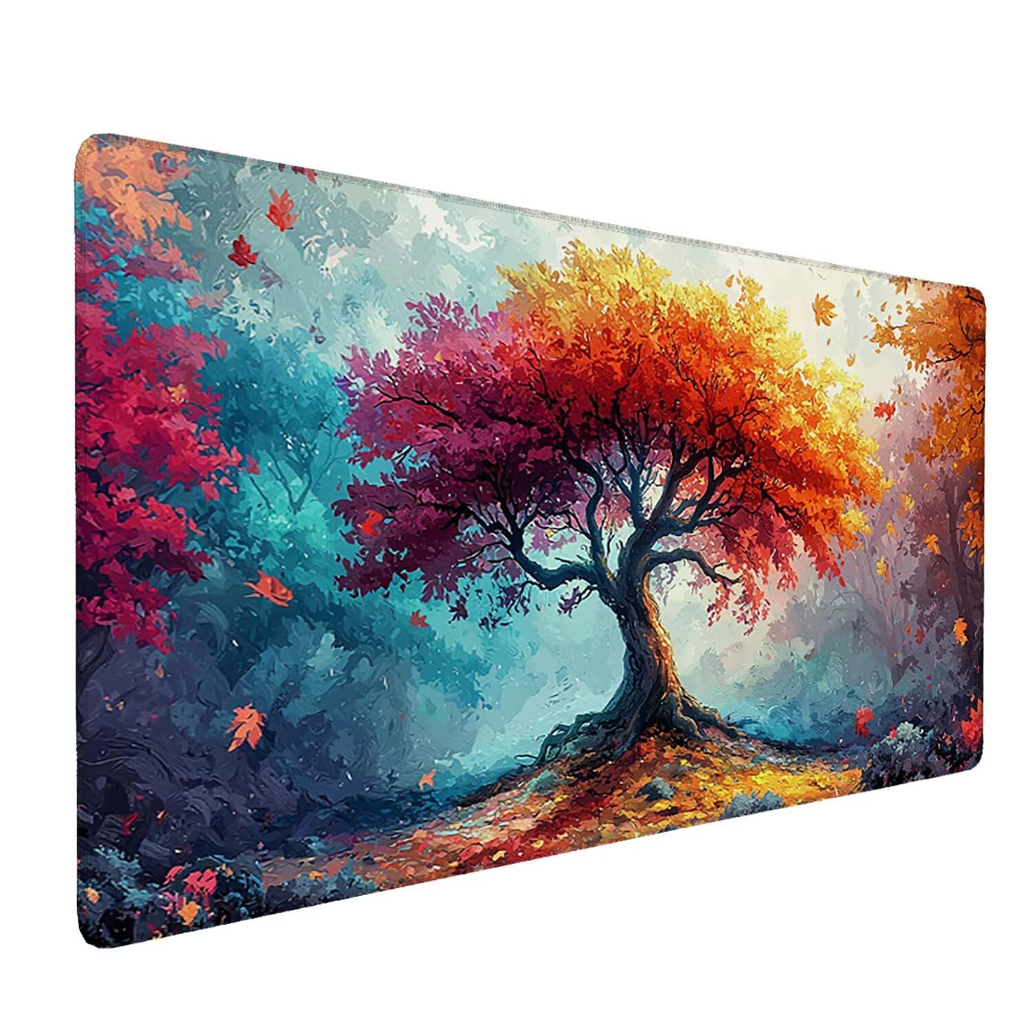 Podkładka pod mysz XXL 1200 x 600 mm duża podkładka pod mysz do gier, podkładka pod mysz z antypoślizgową gumową podstawą, podkładka pod mysz do gier na klawiaturę, akcesoria PC (drzewo leśne) H-764
