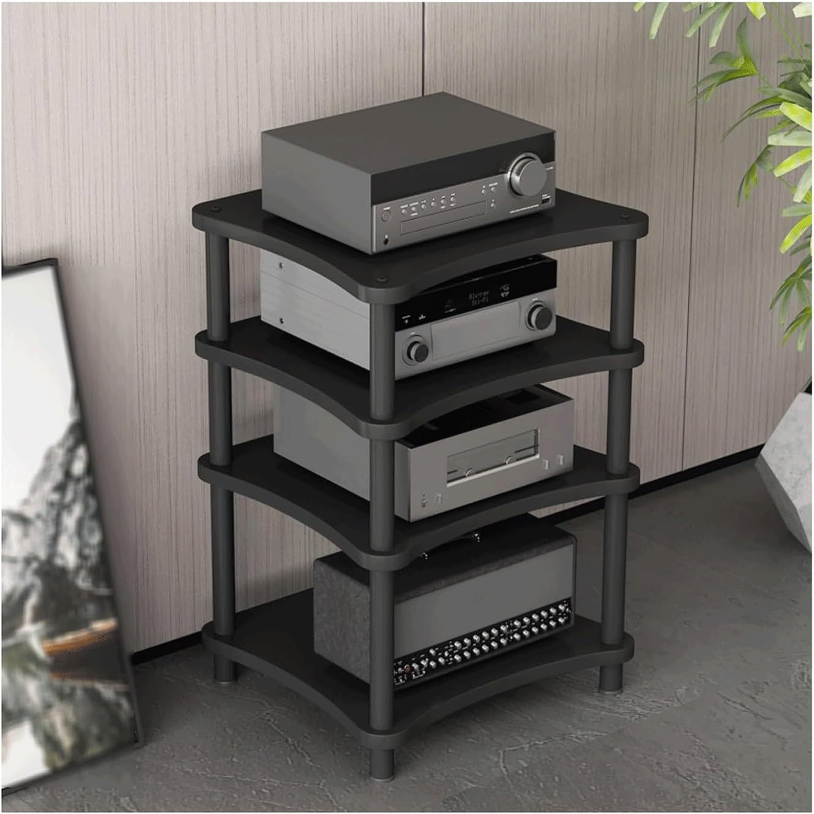 Ste Equint Armoire à 4 niveaux pour systèmes HiFi Hauteur réglable Idéal pour la maison ou le studio