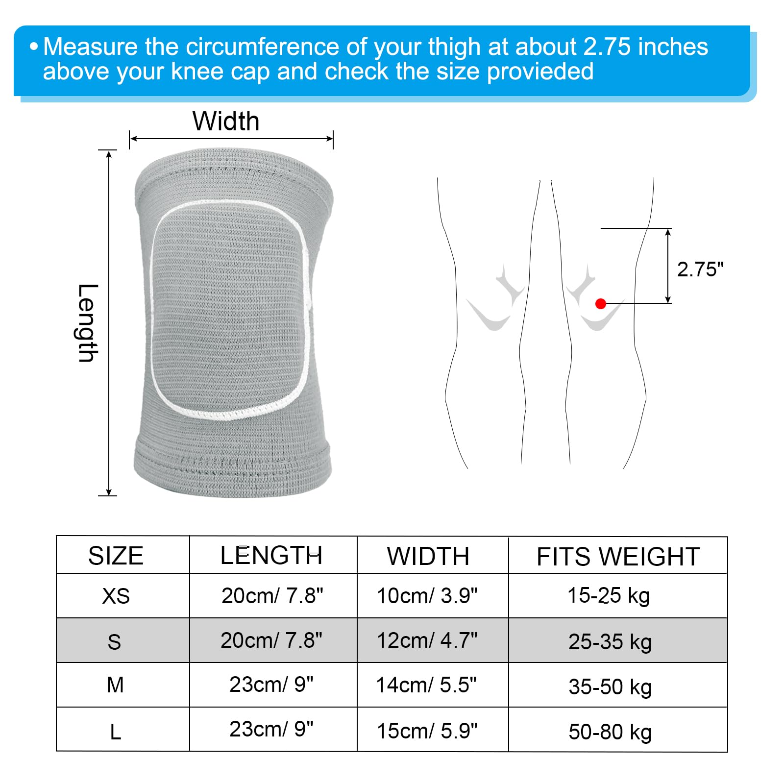 PATIKIL S Taille Genouillères de Protection, 6 Paires de Genouillères de Volley-Ball en Éponge, Genouillères de Danse Respirantes pour Femmes et Hommes Football Basket-Ball Gris