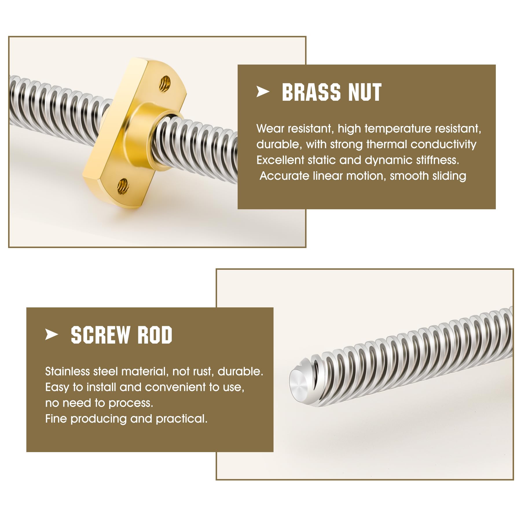 2PC Tr8x8 365mm Leads Screw with T8 Brass Nut, 3D Printer Upgrade Parts Compatible with Ender 3 V2/Ender 3 V2 Neo/Ender 3 Pro/Ender 3/Ender 3 Neo/Voxelab 3D Printer — Amazon image 3