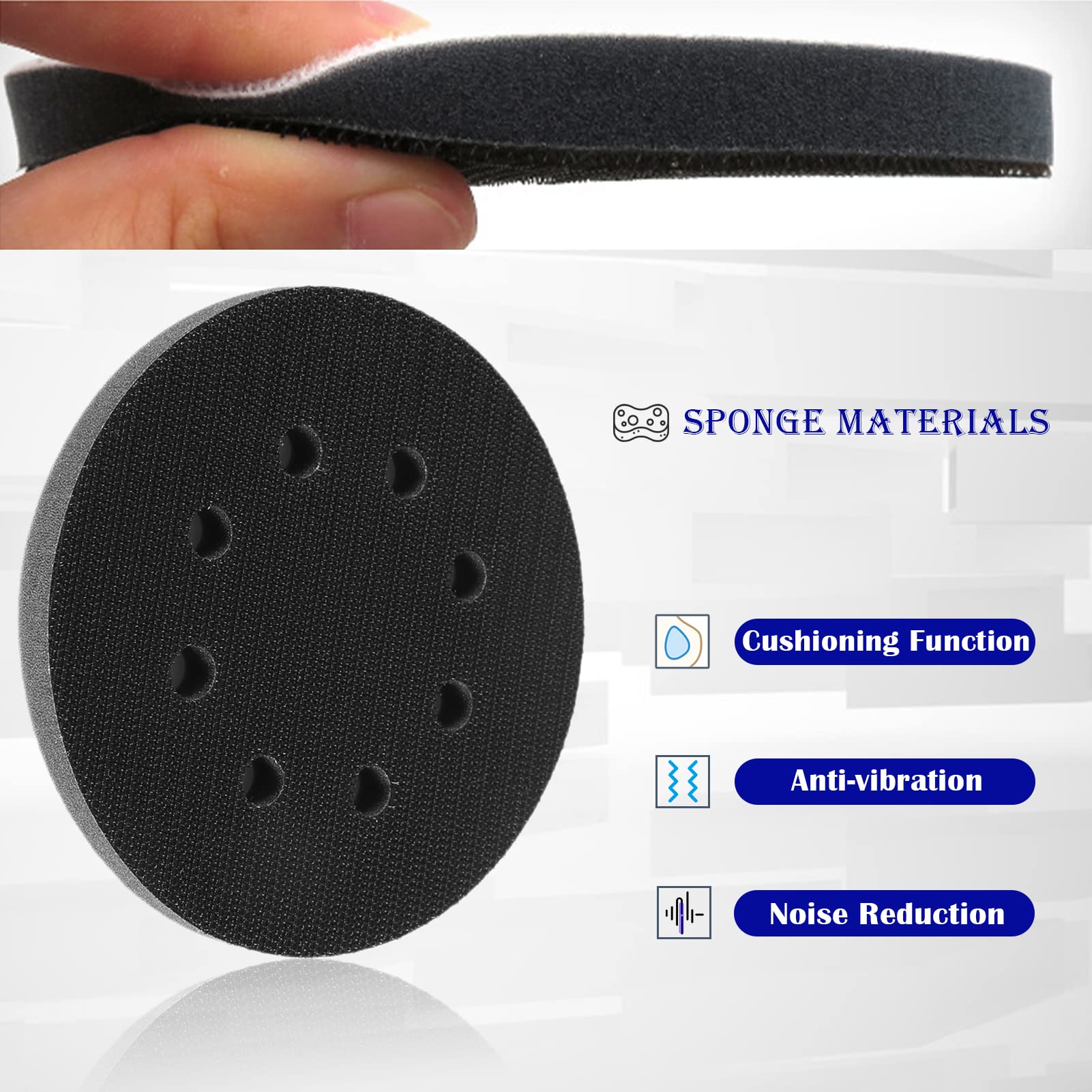 Almohadilla Suave Para Lijar - 125 Mm De Diámetro - Esponja Negra - Para Pulidoras Eléctricas Y Neumáticas