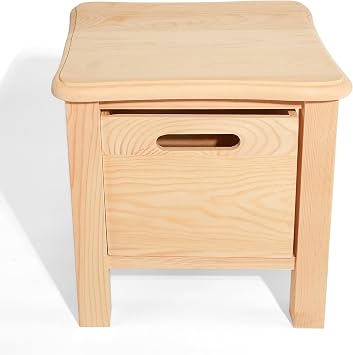 CONSDAN StoneCreek Stool with Storage Drawer, Solid Wood Storage Stool with Rounded Edges, Built-in Storage Drawer, Ideal for Living Room, Bedroom, or Entryway, No Assembly Needed