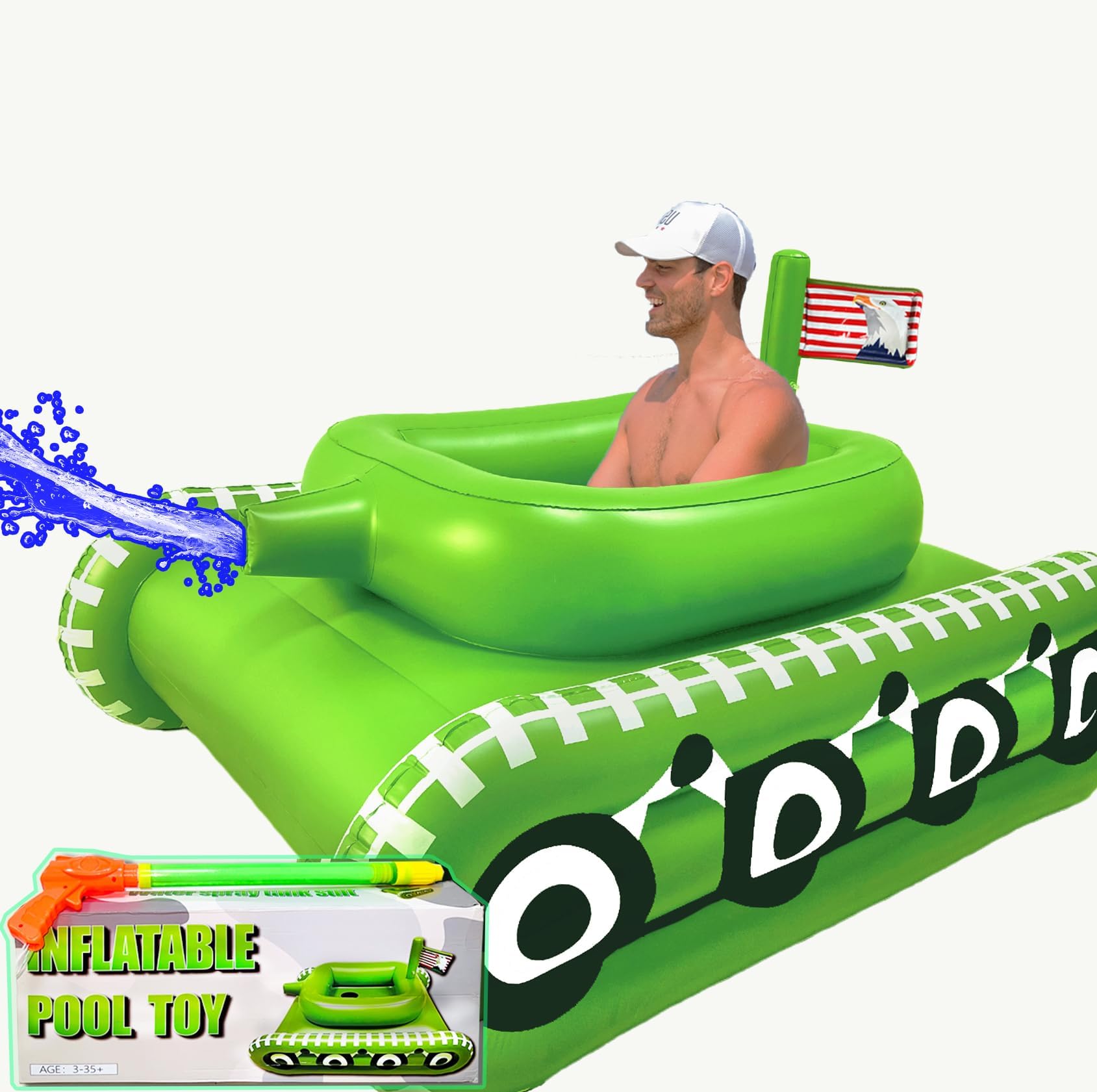 Photo 1 of Tank Float for Pool with Water Cannon, Tank Pool Float for Adult The Original Pool Punisher Inflatable Tank Pool Float Suitable for Family Game and More(Extra Large)