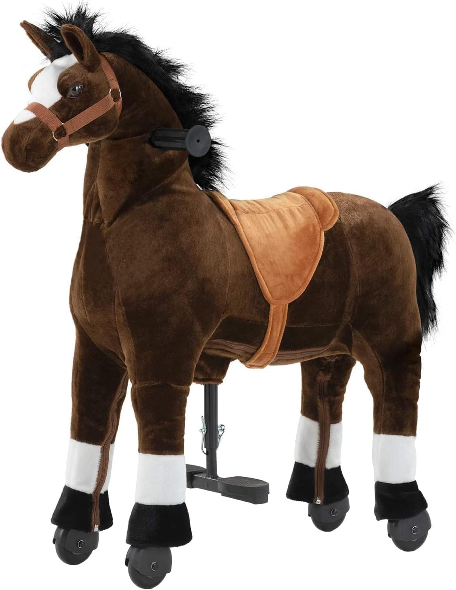 - Pipleo Ride on Horse for Kids, (42.5'' Height) Horse Ride on Toy for 6 Years Old to Adult, Riding Horse Rider Mechanical Walking Action Plush Animal, No Battery or Electricity, Max Load 187 LBS - BRN