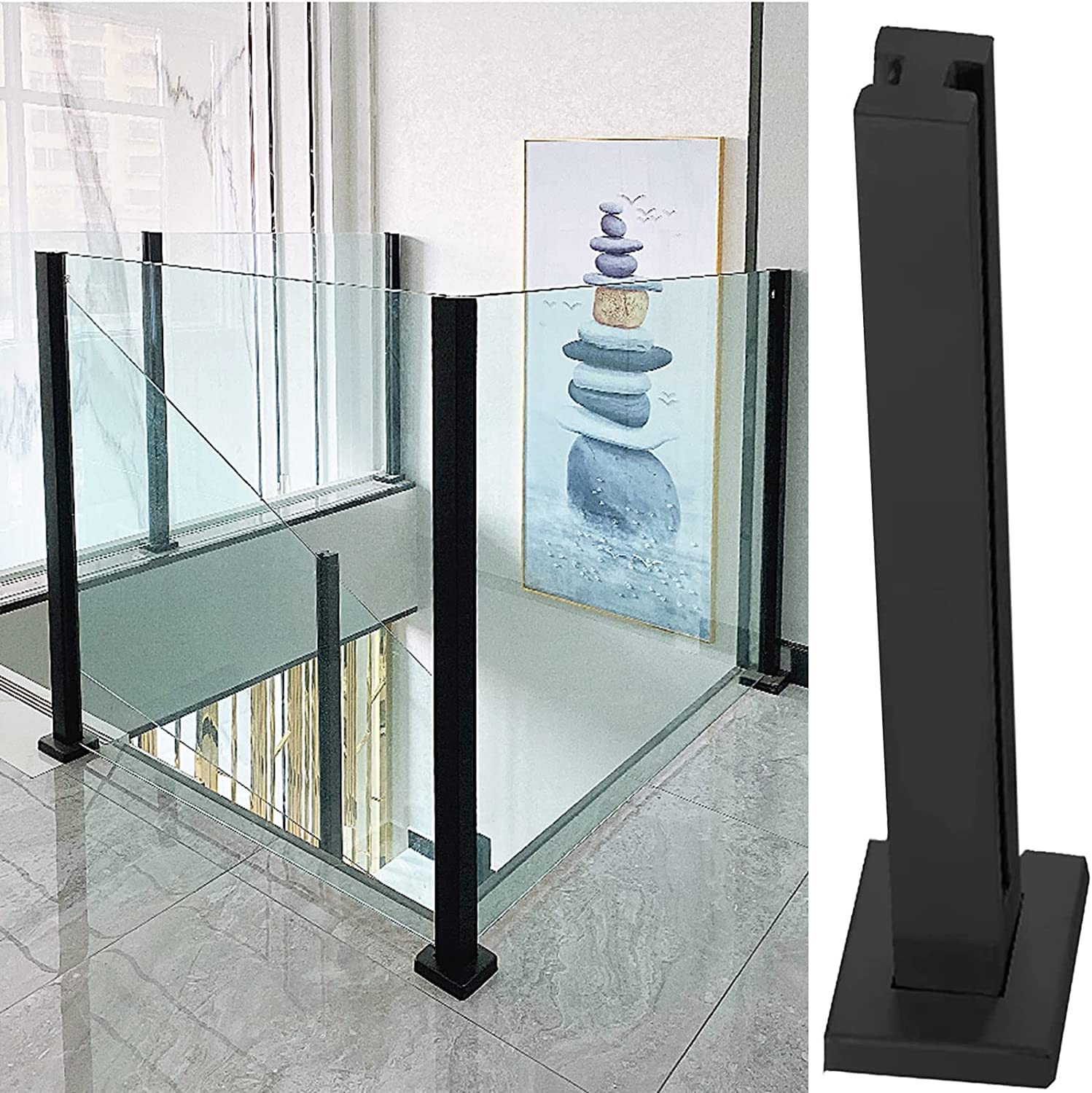 Pince de balustrade en verre en acier inoxydable et poteau carré de prestige