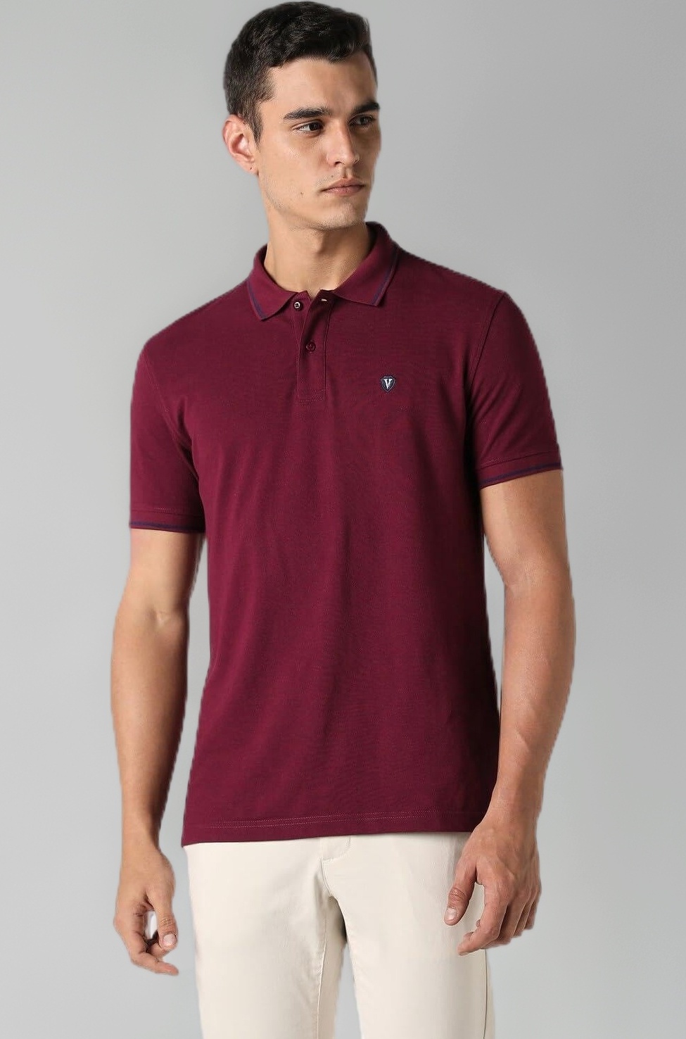 Men's Cotton Solid Regular Fit Collar Polo T-Shirt