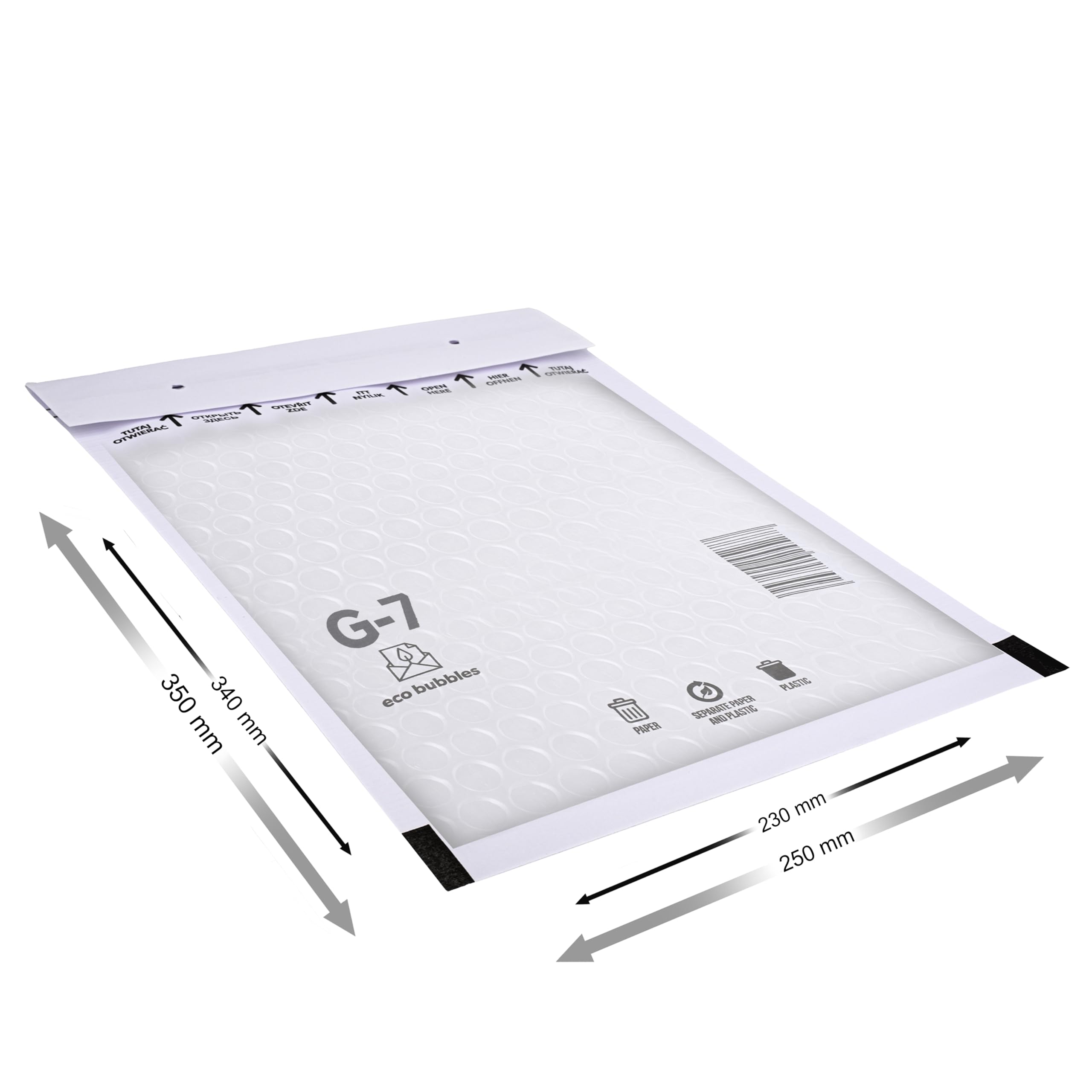 100 sobres acolchados con burbujas DIN A4, autoadhesivos, tamaño G/7 G7, color blanco (250 mm x 350 mm), sobres acolchados