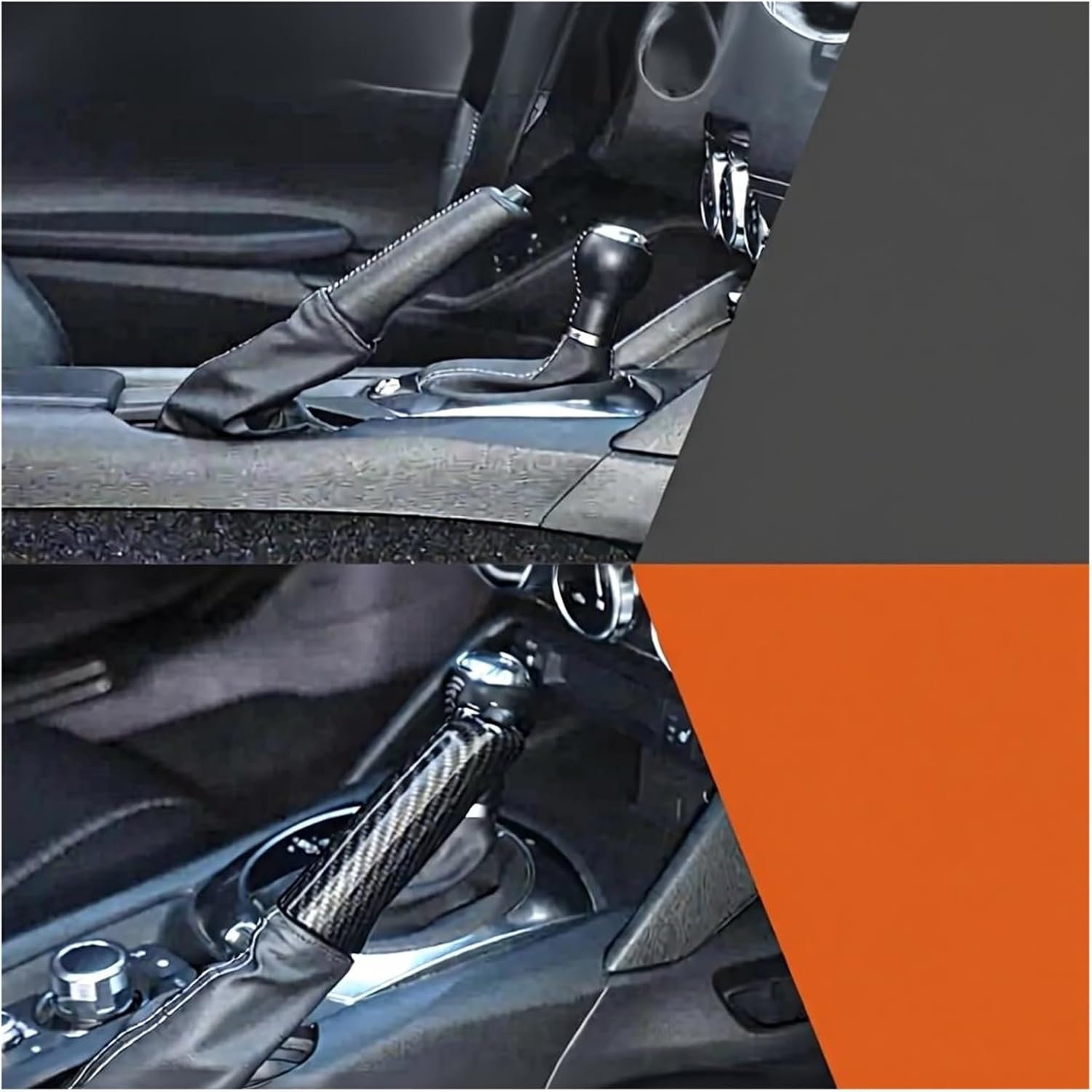 Compatible for Mazda MX-5 Miata Fiat 124 Abarth 124 2016+ ABS Carbon Fiber Car Handbrake Lever Cover Decorative Sticker Car Accessories