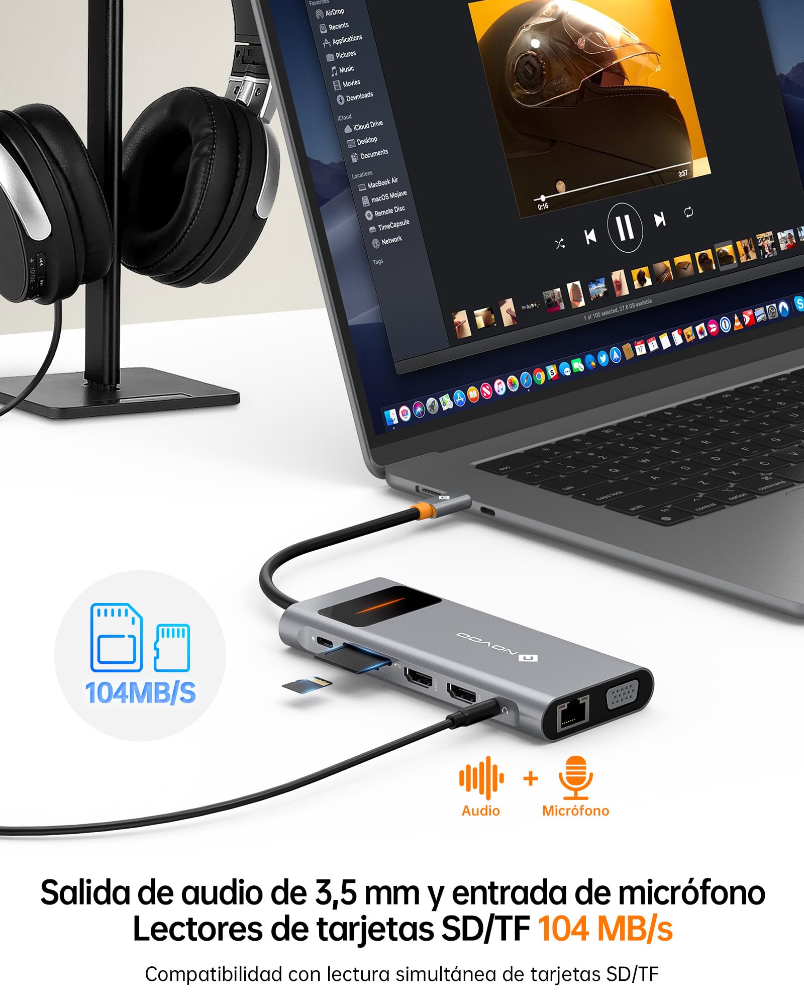 NOVOO Docking Station USB C 12 en 1, Triple Pantalla