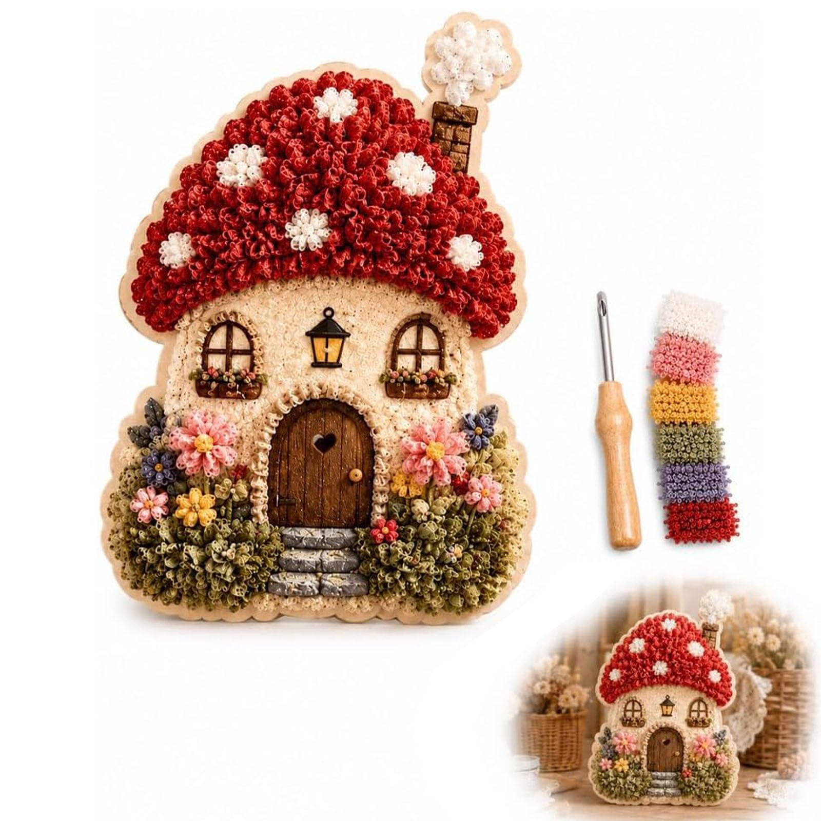 Guuzetu #E Whimsical Village 3D Fabric Poke Art Kit (#E)