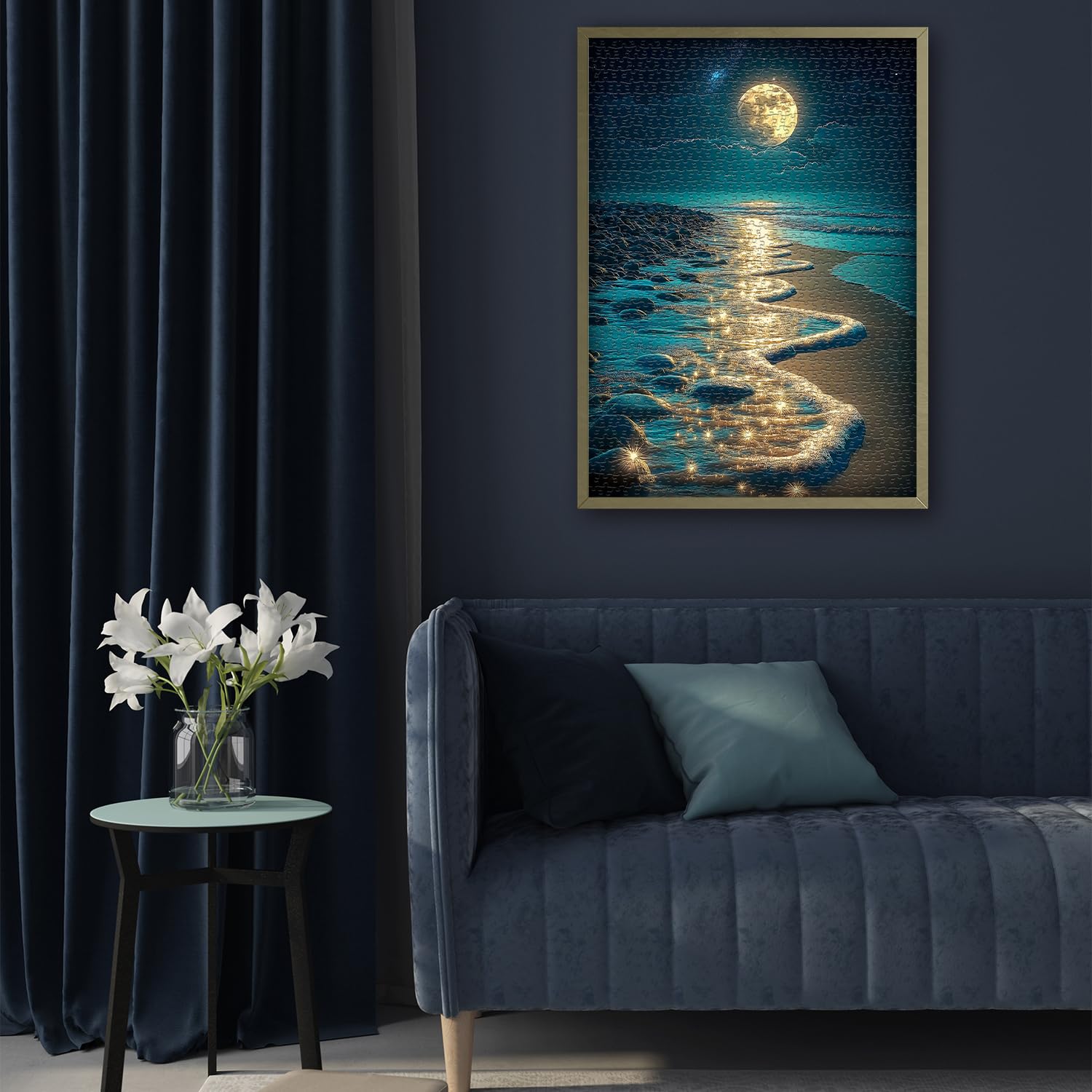 PICKFORU Beach Jigsaw Puzzle 1000 Pieces, Ocean Moon Nature Art Scenery, Colorful Magic Beach Themed Puzzle, Challenging for Adults - Image 5