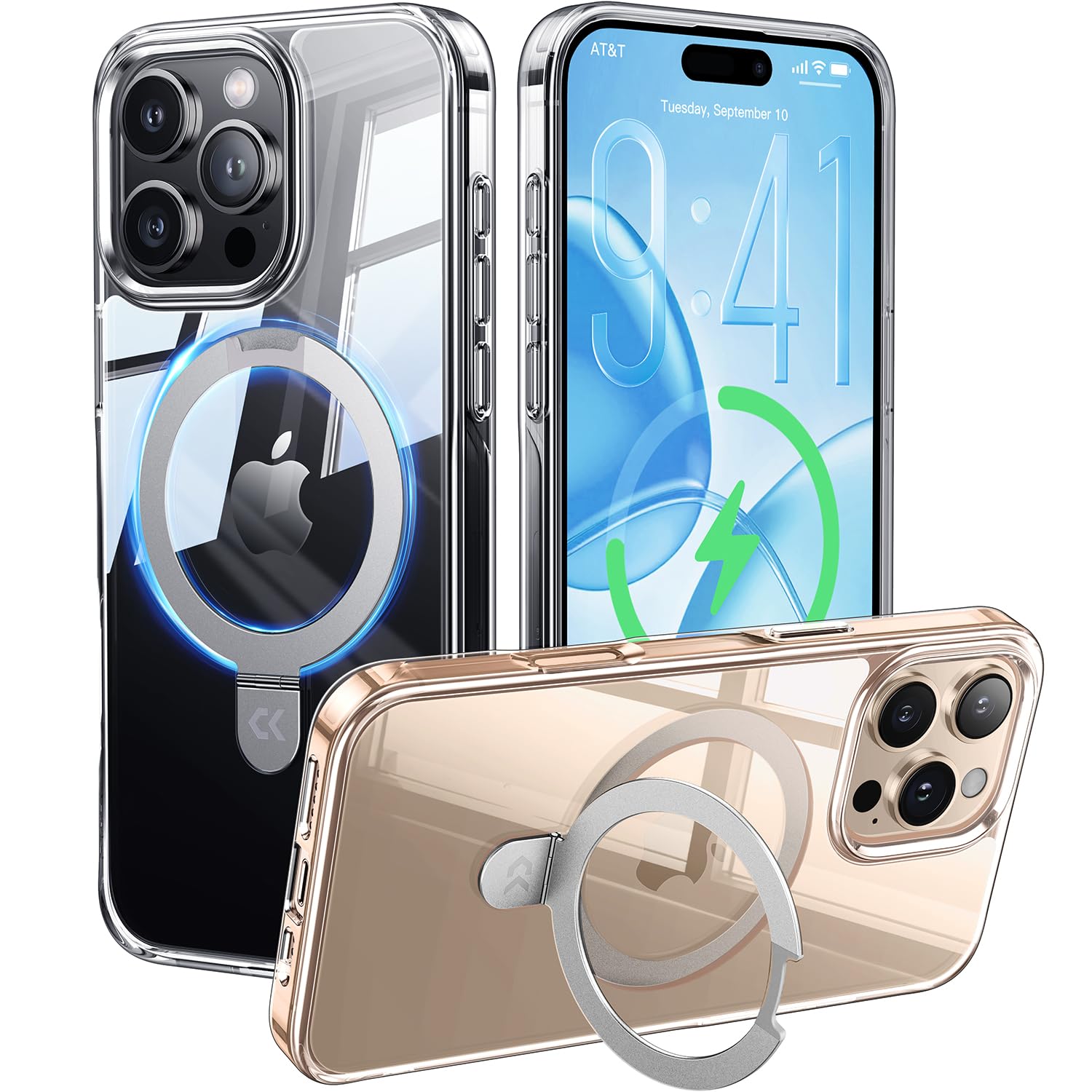 CASEKOO Ultra Magnetic for iPhone 16 Pro Max Case with Invisible Stand [Compatible with MagSafe] [16FT Military-Grade Protection] Phone Grip Transparent Slim 16 Pro Max Cover 6.9'', Clear