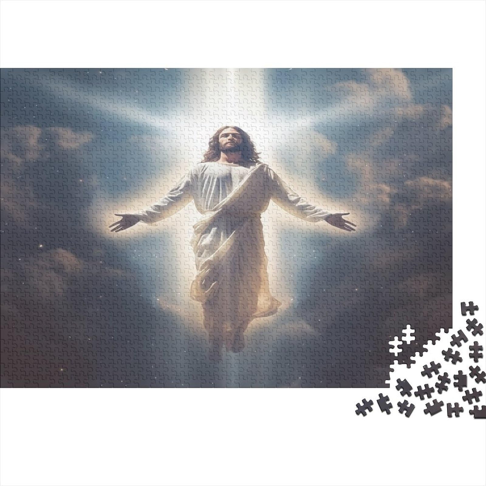 Jesus Puzzle 1000 Teile – 75x50 Cm, Buntglas-Design, Für Erwachsene & Familien