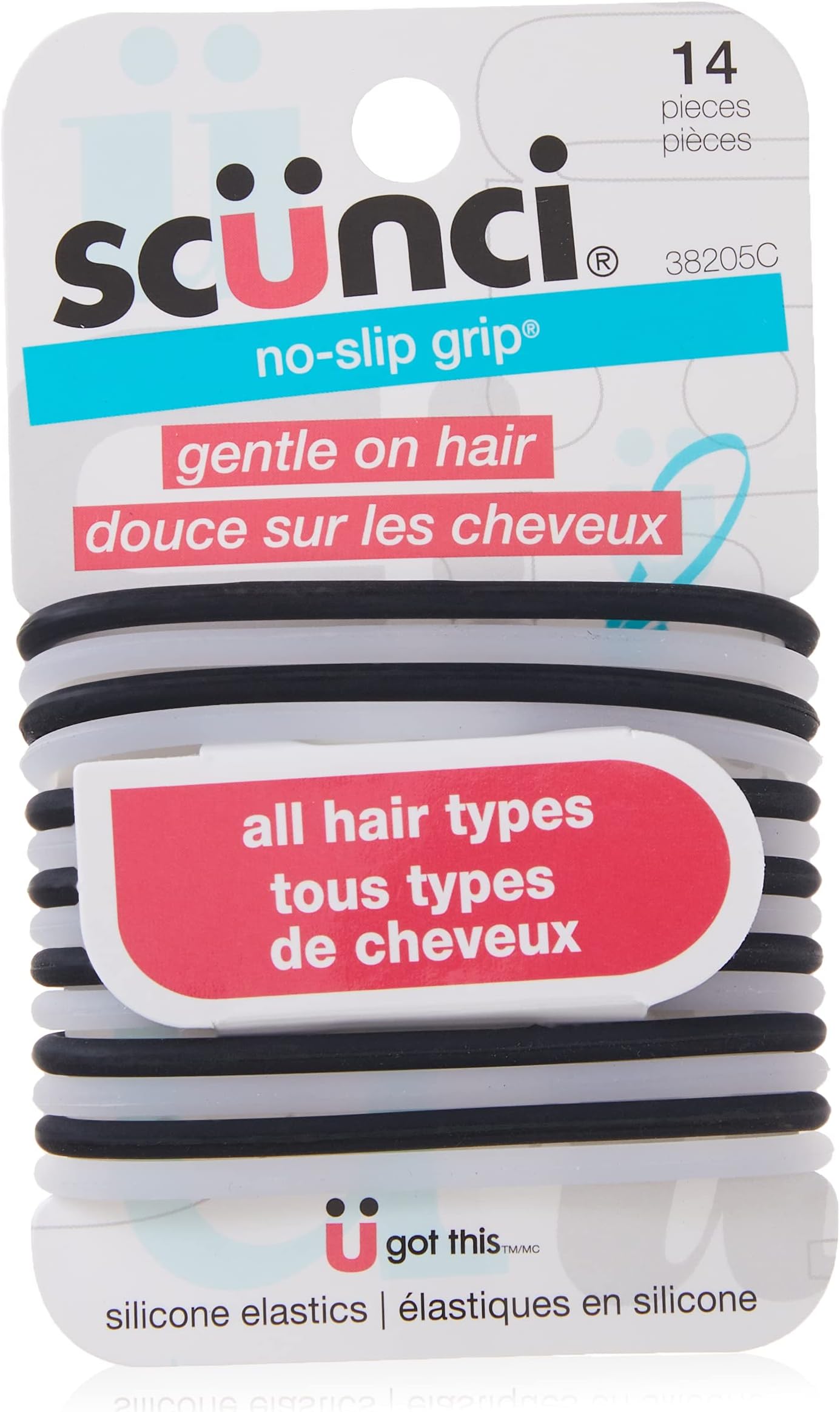 No-Slip Grip The Evolution Hair Ties, Black 14 ea