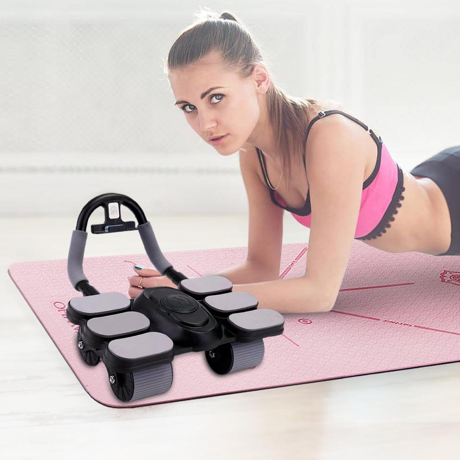 Rullo per addominali a quattro ruote, supporto per gomiti, ruota per esercizi addominali, allenamento di base, attrezzatura fitness per palestra domestica, macchina per allenamento di stabilità, per