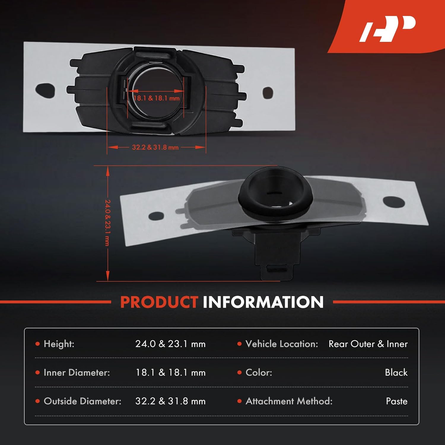 A-Premium 4-PC Rear Inner and Outer Parking Assist Sensor Retainer Bezels Compatible with Toyota Models - Tundra 2022 2023 2024, with TRD Pro Package