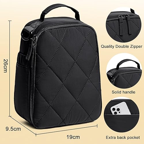 Miniatura 4 de LOIDOU Lonchera para niños y niñas, bolsa de almuerzo térmica, reutilizable, para viajes escolares (color negro)