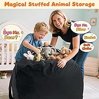 Vista 52 de Lukeight - Puf de almacenamiento de animales de peluche para niños, funda para puf de dinosaurio con cremallera para organizar la habitación