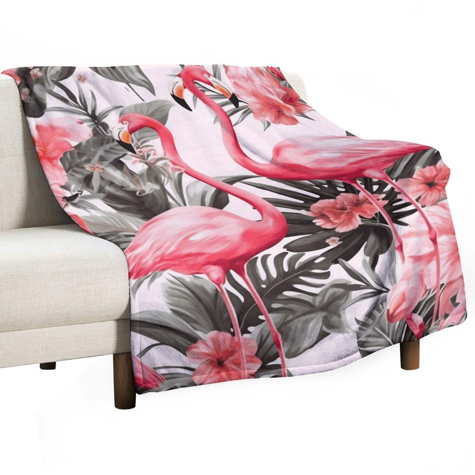 Couverture en flanelle pour canapé : cadeau idéal motif flamant rose