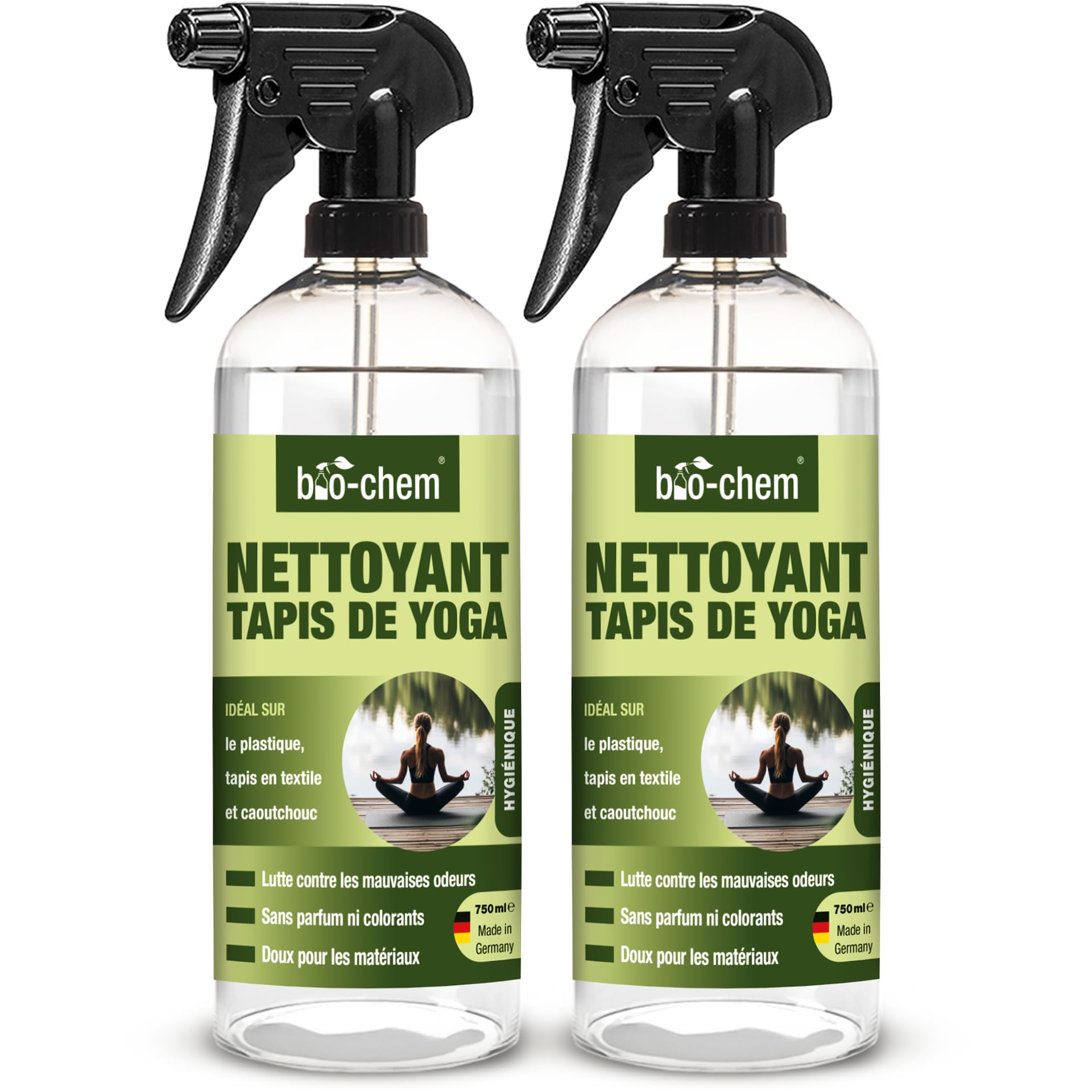 Bio-Chem - Produit nettoyant pour tapis de sport - Nettoyant tapis yoga fitness sport maison anti odeurs - Yoga accessoires de nettoyage tapis sport fitness