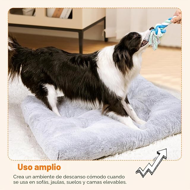 Foto 7 de 7 de Nobleza Cama para Perro Mediano Anti-Ansiedad, Super Suave Lavable con Fondo Antideslizante, Felpa Gris