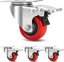 2 Inch Industrial Heavy Duty Swivel Caster Wheels with Brake,Set of 4 Safety Locking Casters,Load 600lbs,Premium Polyurethane Wheels for Table,Trailer,Saw Table,Stage Toolbox,Bed,Corn Board