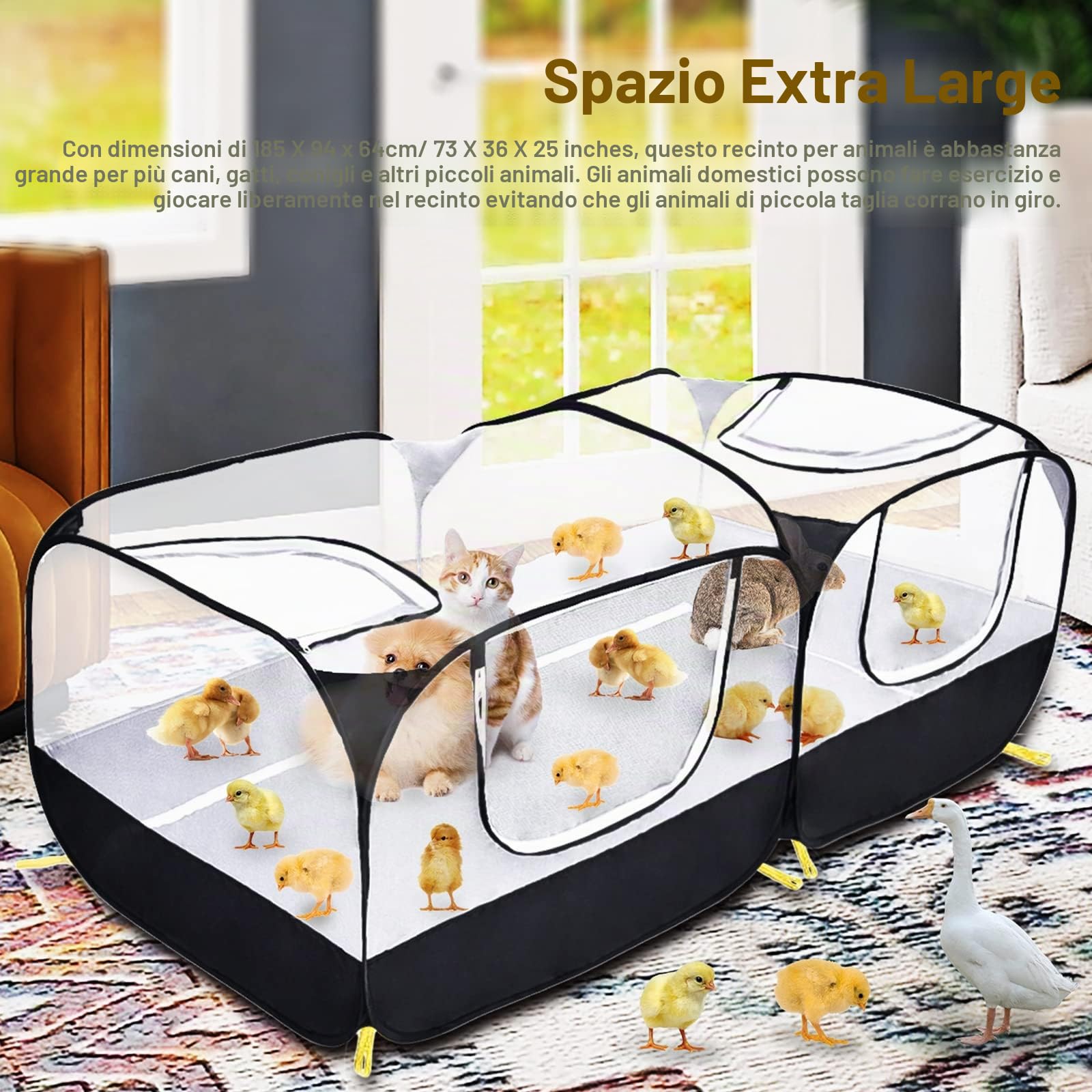 Coolty Box per piccoli animali, grande box pop up per esercizi, gabbia per cortile di pollo, recinto, parco giochi per cuccioli, gattini, conigli, anatre, galline