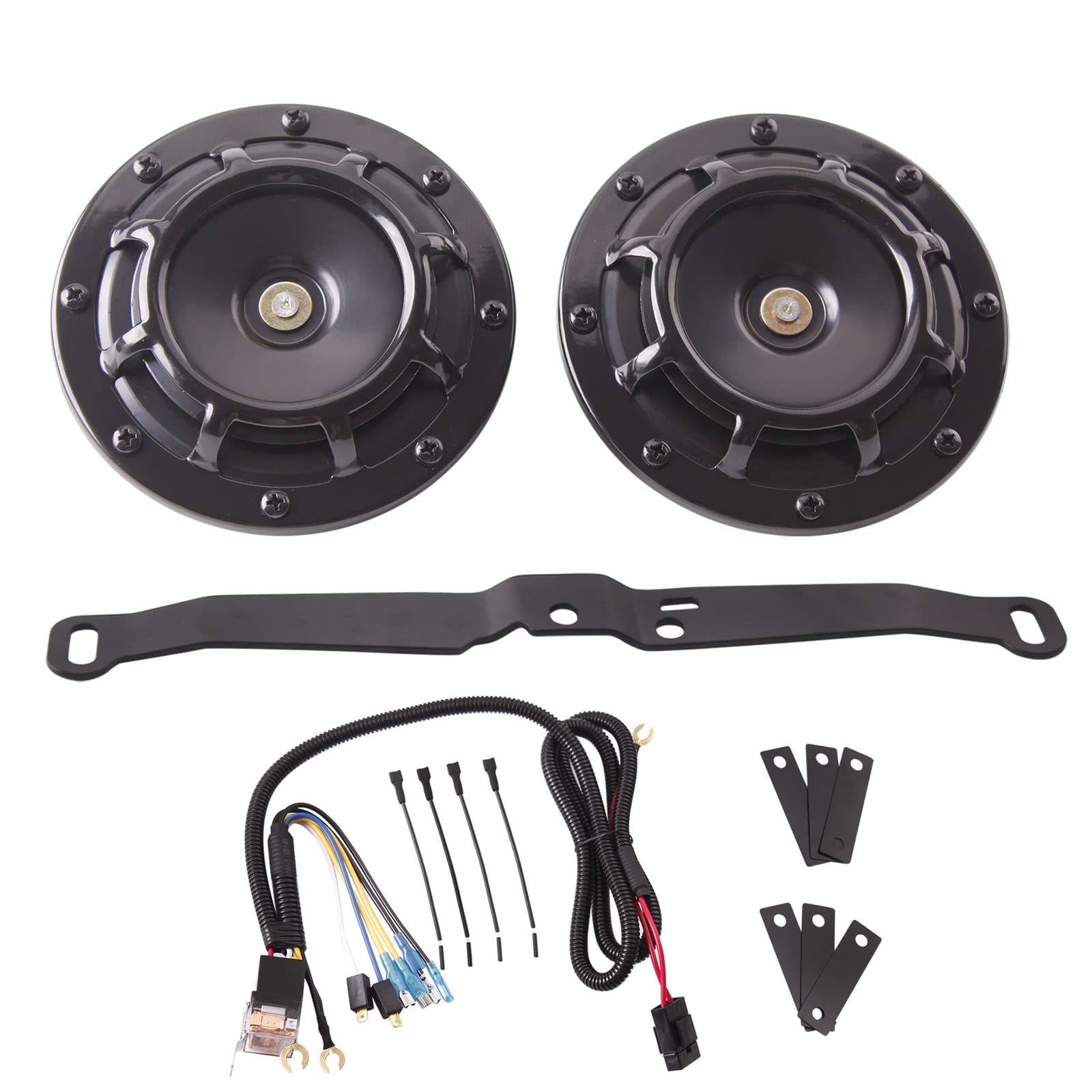 FARBIN Car Horn Loud Super tone High Tone/Low Tone Metal Twin Horns Kit
