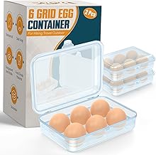 ZPU Egg Holder Camping, 2Pcs 6 Grid Egg Container, Plastic Egg Carrier for Camping Picnic Travel Outdoor Refrigerator Kitchen, Protective Egg Storage Case, Blue