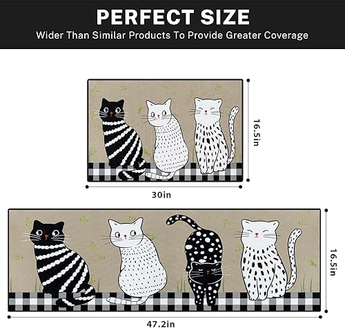 Miniatura 9 de Arttown Juego de 2 alfombras y tapetes de cocina de granja antideslizantes y lavables, bienvenidos a nuestras alfombrillas de cocina de granja,