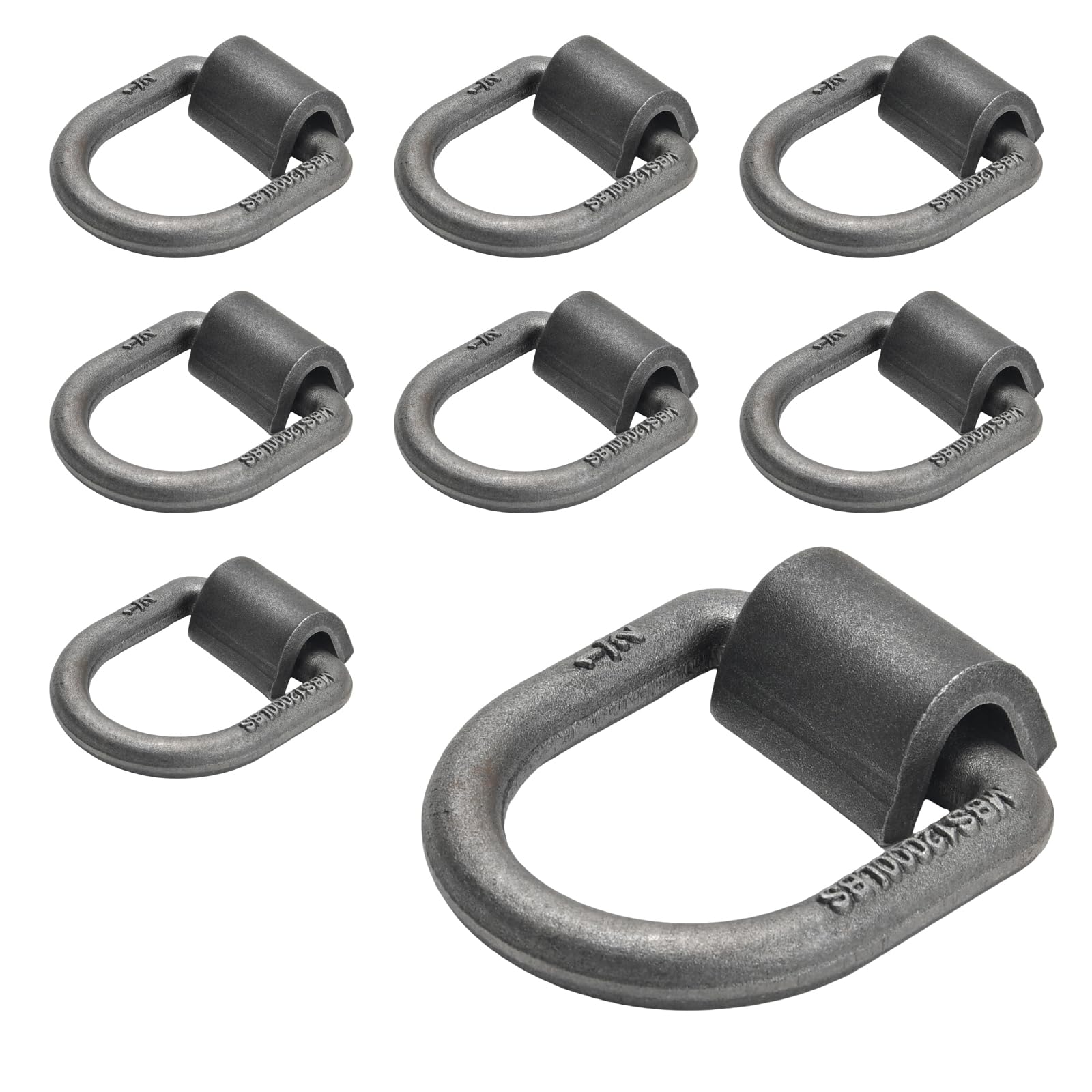 8 Stück robuster, geschmiedeter D-Ring, MBS: 5,4 kg, 1,27 cm, D-Ring, Anhänger-Ankerring mit Schweißclip, passend für Anhänger, LKW, Ladung, Wohnmobil, ATV-Spanngurte (8)