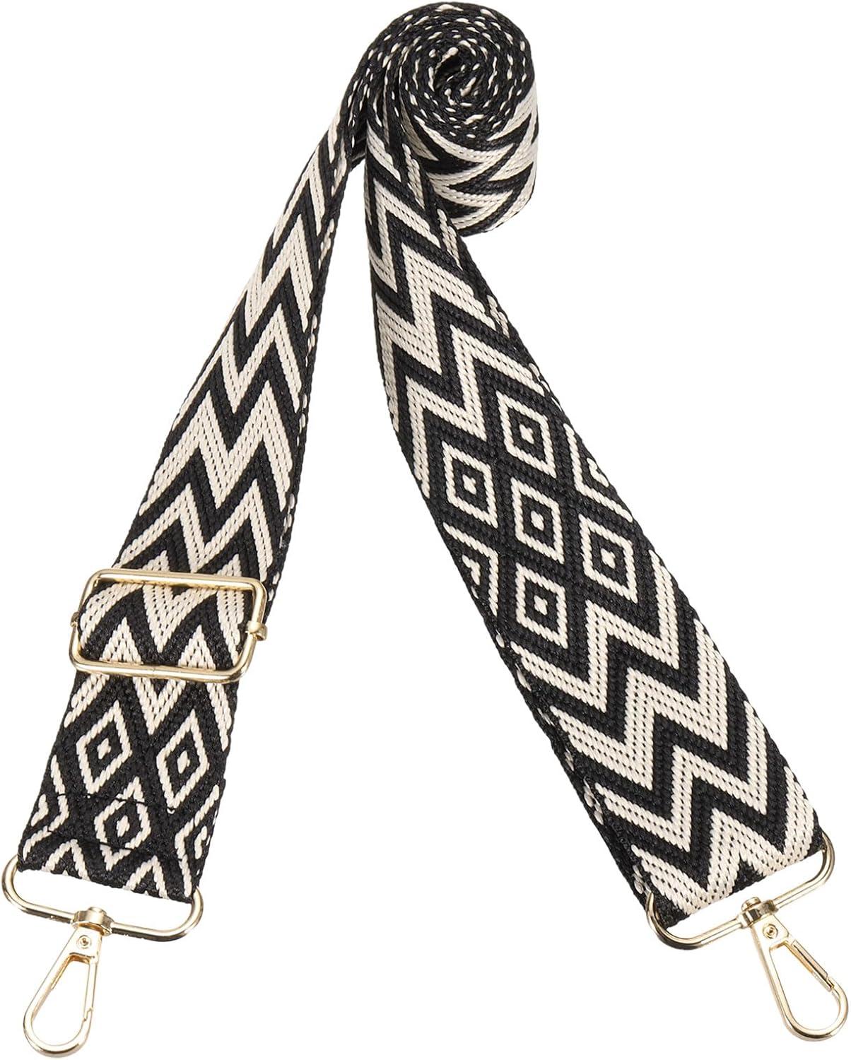 PATIKIL 55in Purse Straps Replacement Crossbody, Bag Straps Crossbody Universal Adjustable Canvas Bohemian for Purses Handbags Guitar, Black