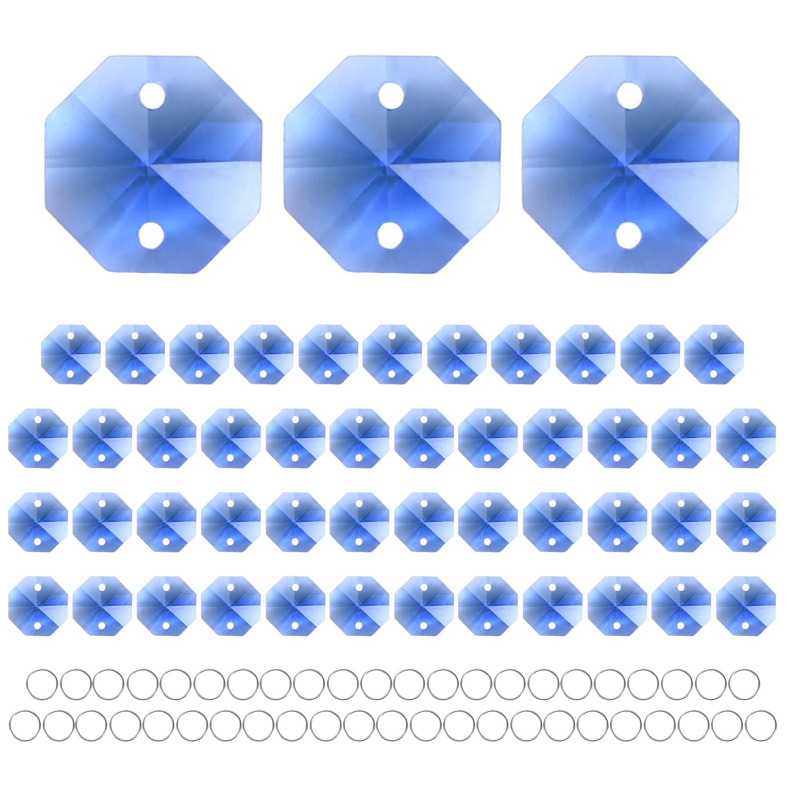 M METERXITY 20-Pack Crystal 2 Hole Octagon Prisms, 14mm/0.55 Inch Chandelier Pendant Maker Hanging Crystals Chandelier Prisms for Home/Windows/Garden/DIY Decoration[Light Blue]